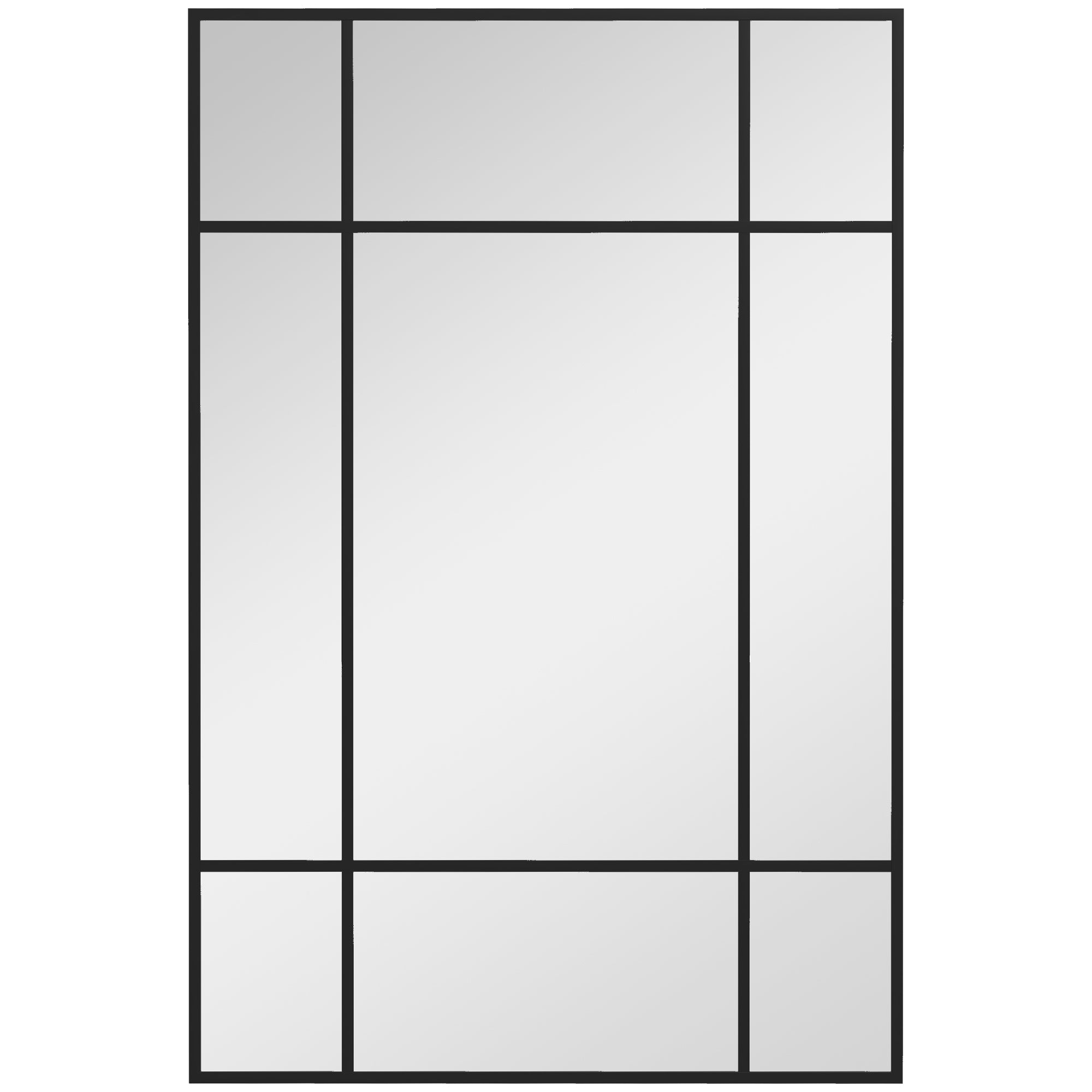 HOMCOM Obdĺžnikové nástenné zrkadlo 90x60 cm s kovovým rámom Dekoratívne zrkadlo do obývačky, spálne a predsiene Čierne