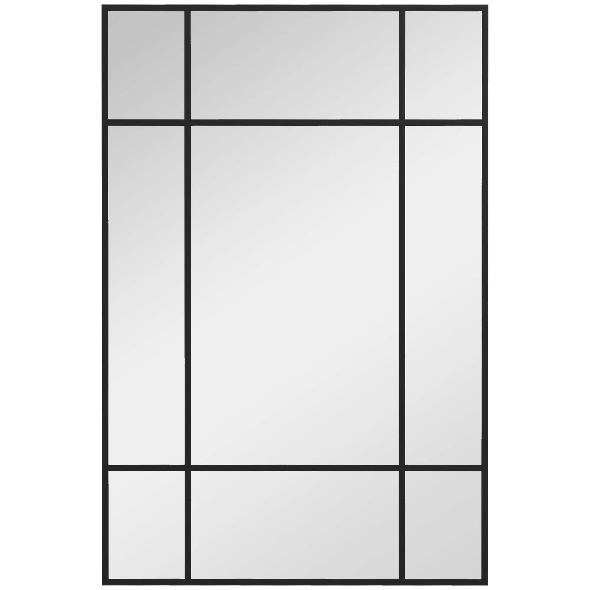 Rectangular Wall Mirror 90x60 cm with Metal Frame Decorative Mirror for Living Room Bedroom Entryway Black