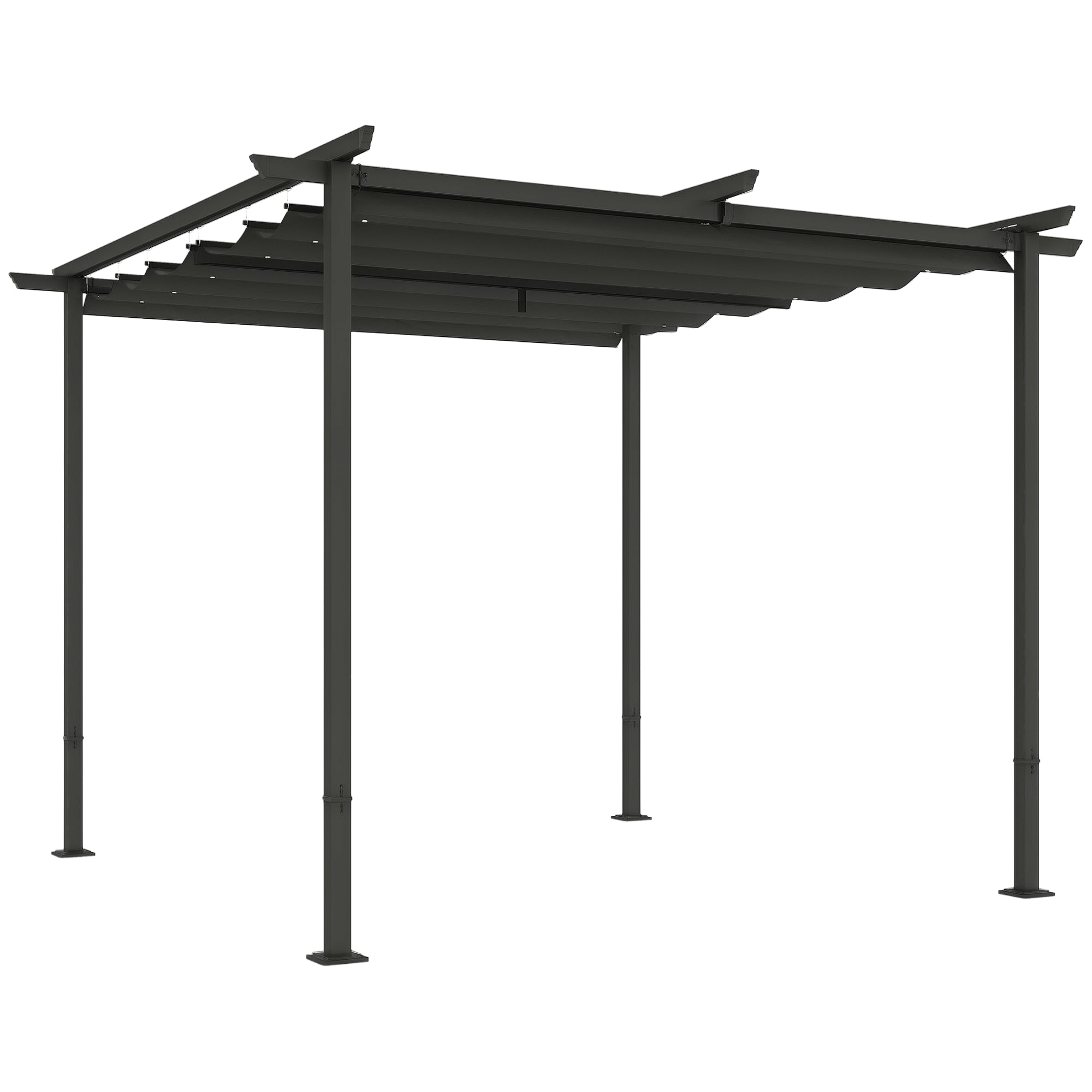 Pergola Outsunny 3x3μ Κήπου με Μεταλλική Σκεπή και Ρυθμιζόμενη Οροφή, Προστασία UV 30+, Αυτόνομο Σκίαστρο για Βεράντα και Κήπο, Σκούρο Γκρι