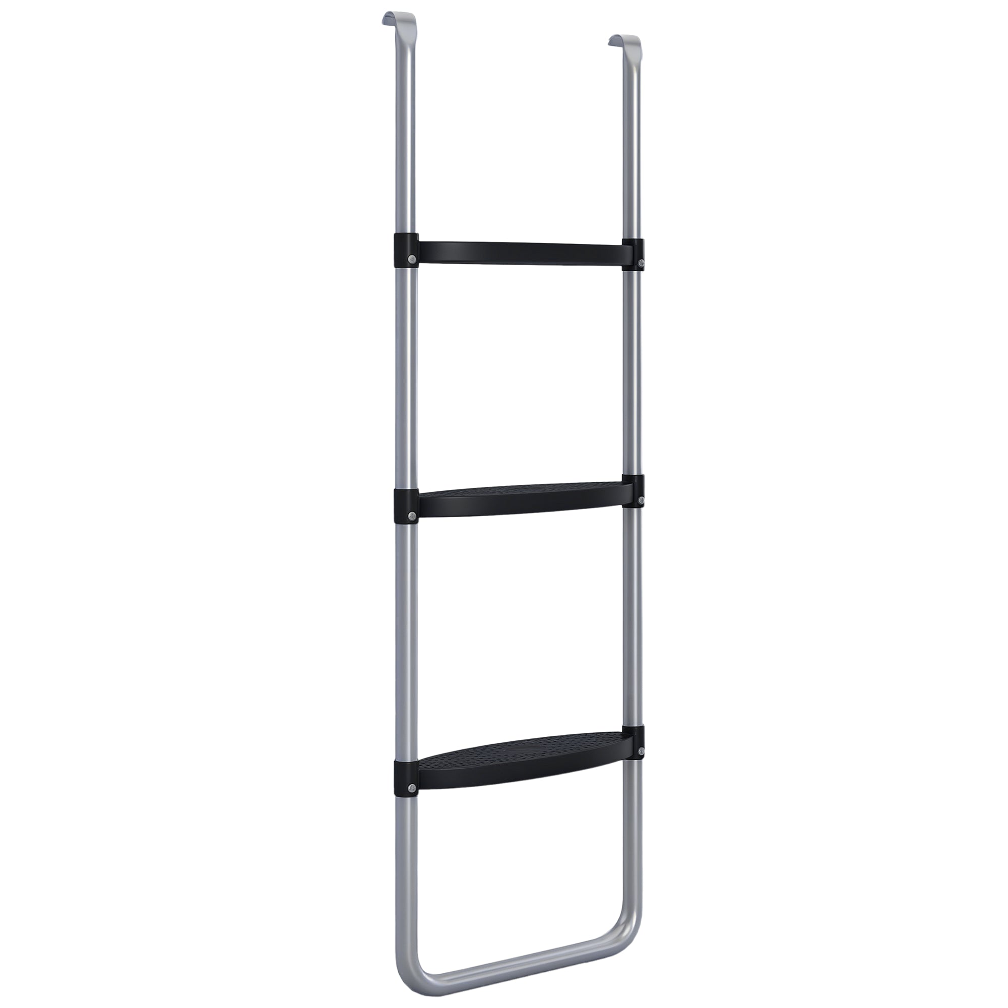 Échelle de Trampoline SPORTNOW en Acier : 3 ou 2 Marches avec Large Marches et 2 Crochets, Charge 120 kg, 110x32 cm Argent