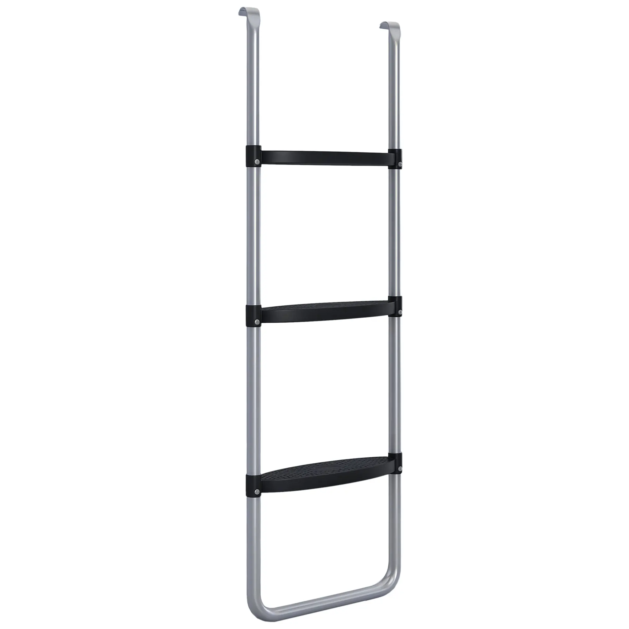 SPORTNOW Steel Trampoline Ladder 3 or 2 Steps with Wide Steps and 2 Hooks Load 120 kg 110x32 cm Silver