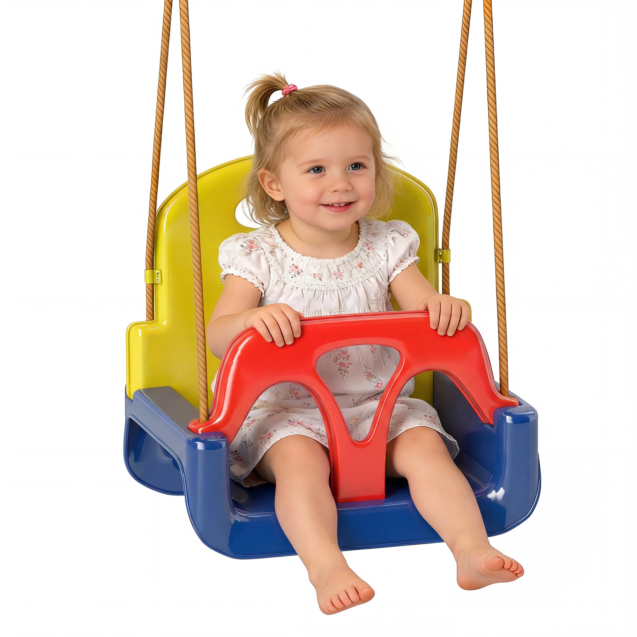 Outsunny 3‑in‑1 Babyschaukel, verstellbares Seil, abnehmbarer Rücken, Sicherheitsbügel & Gurt, Innen/Außen, Dunkelblau