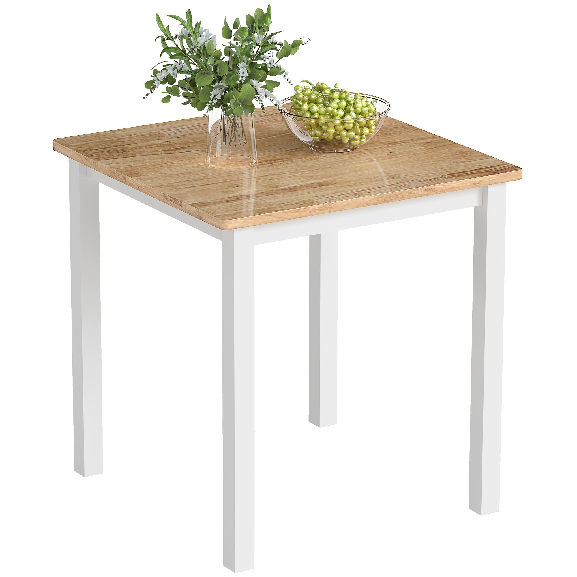 HOMCOM kvadrātveida ēdamgalds ozolkoka imitācijā, 69 x 69 x 75 cm — mazs moderns gumijkoka galds 2–4 personām