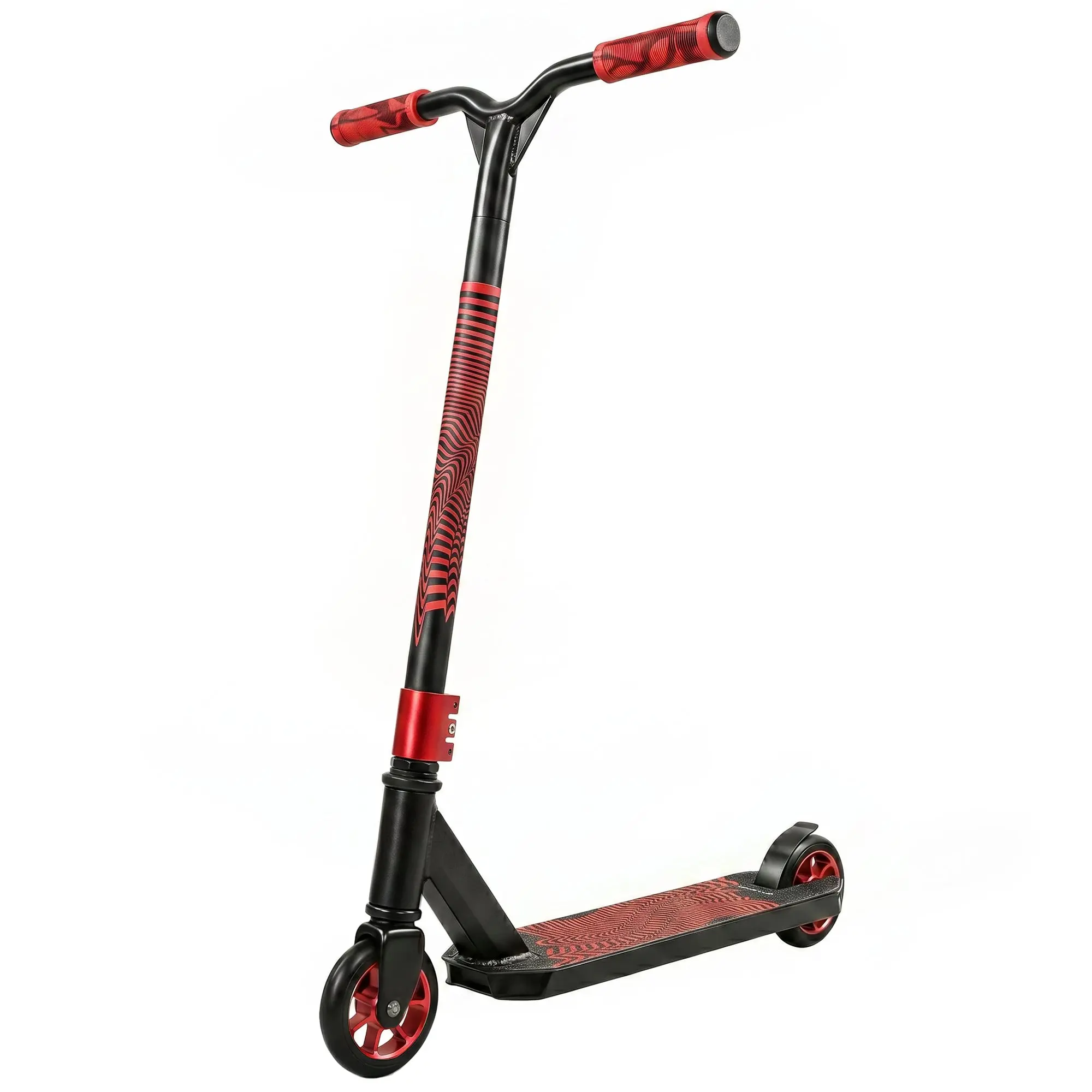 SPORTNOW Freestyle Stunt Scooter with 360° Handlebar, ABEC-9 Bearings, 120 mm PU Wheels, Aluminum-Steel Frame, Non-Slip Deck - Red