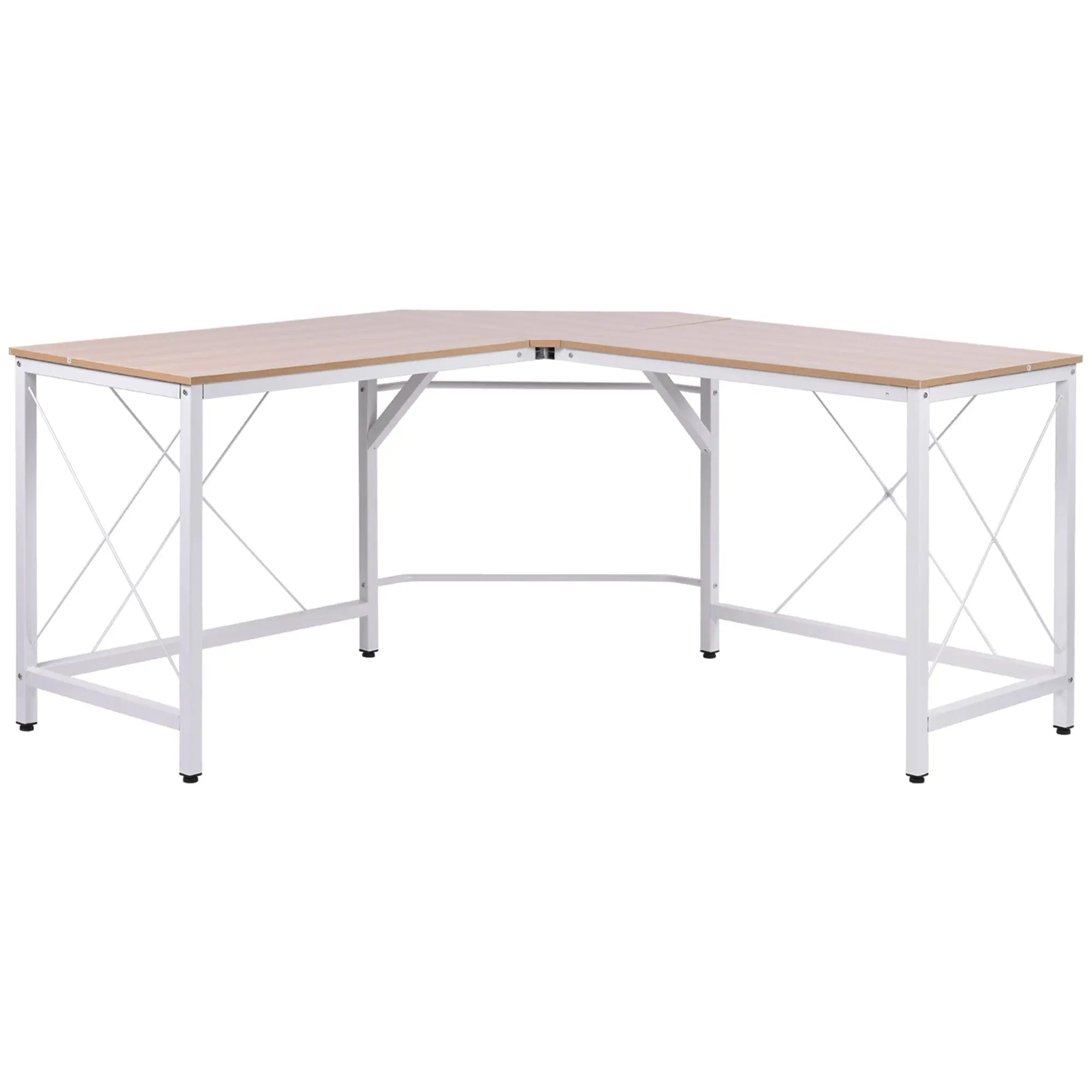 Computer Desk Office Desk L-Shape Workstation Writing Desk Corner Desk Angle Desk MDF Natural 150 x 150 x 76 cm