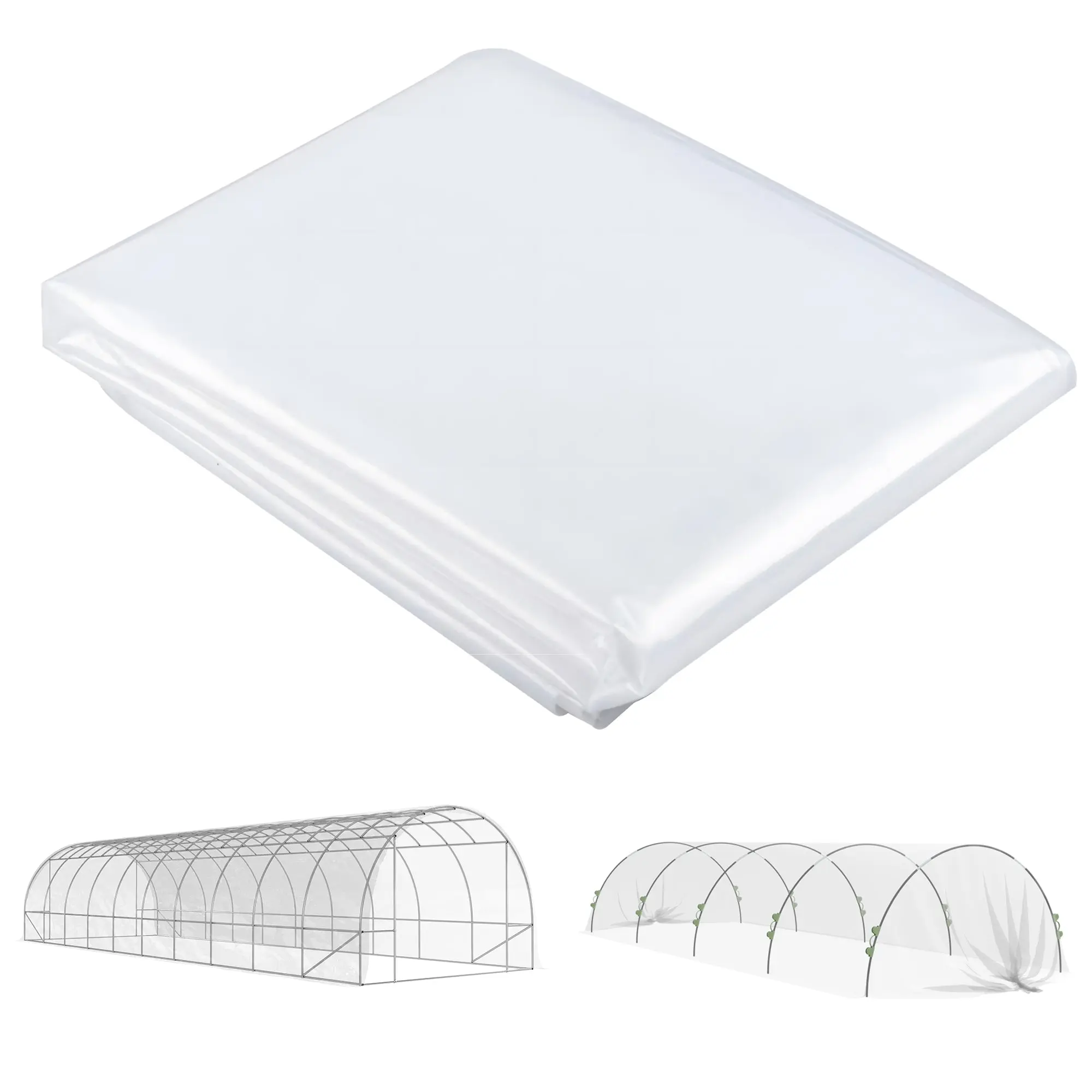 Greenhouse Film 6x10 m Waterproof Garden Film with UV Protection, Extra Thick Tear-Resistant Plastic Film, Cover for Greenhouse Poly Tunnel, Tunnel Film for Outdoor Area Transparent