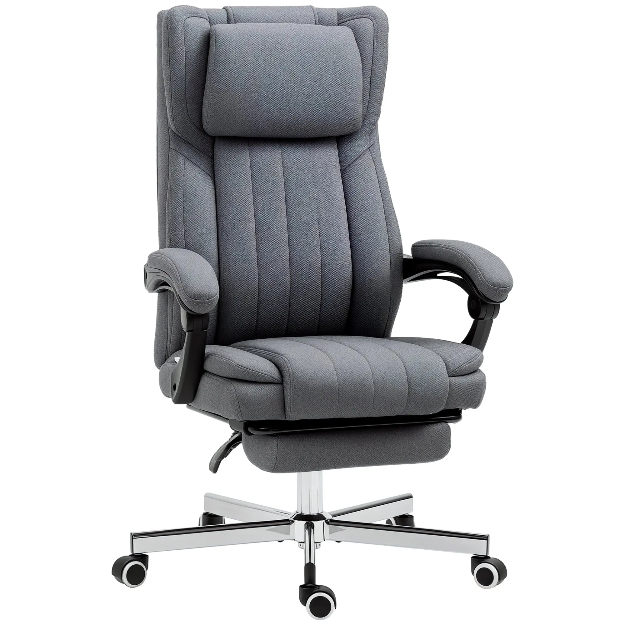 Office Chair Ergonomic Desk Chair Adjustable Height Reclining Backrest Armrests Footrest and Headrest Swivel Office Chair with Wheels 65x61x105-113cm Dark Gray