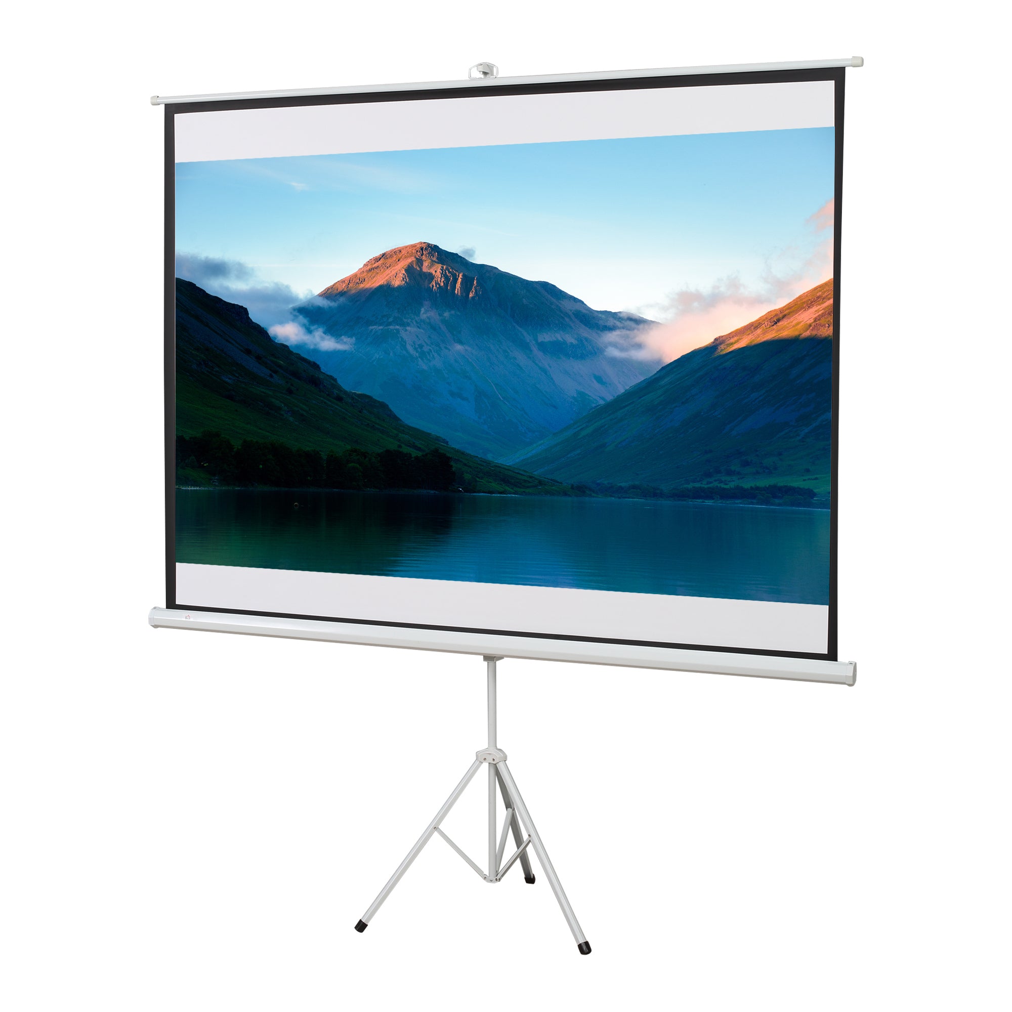 HOMCOM Manuelle Projektionsleinwand mit Ständer 100 Zoll Tragbare Projektion 4:3 Format für Indoor und Outdoor Heimkino Terrasse 203x152 cm Weiß