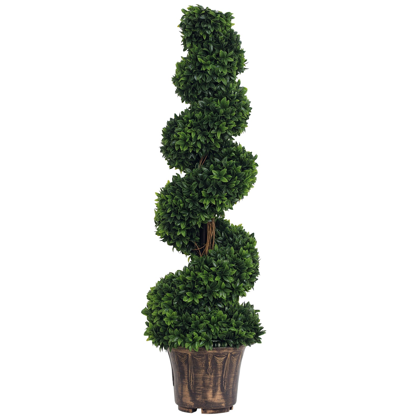 Artificial Spiral Boxwood Plant (?32cm x 120cm), Green Decor for Indoor and Outdoor, with Included Pot