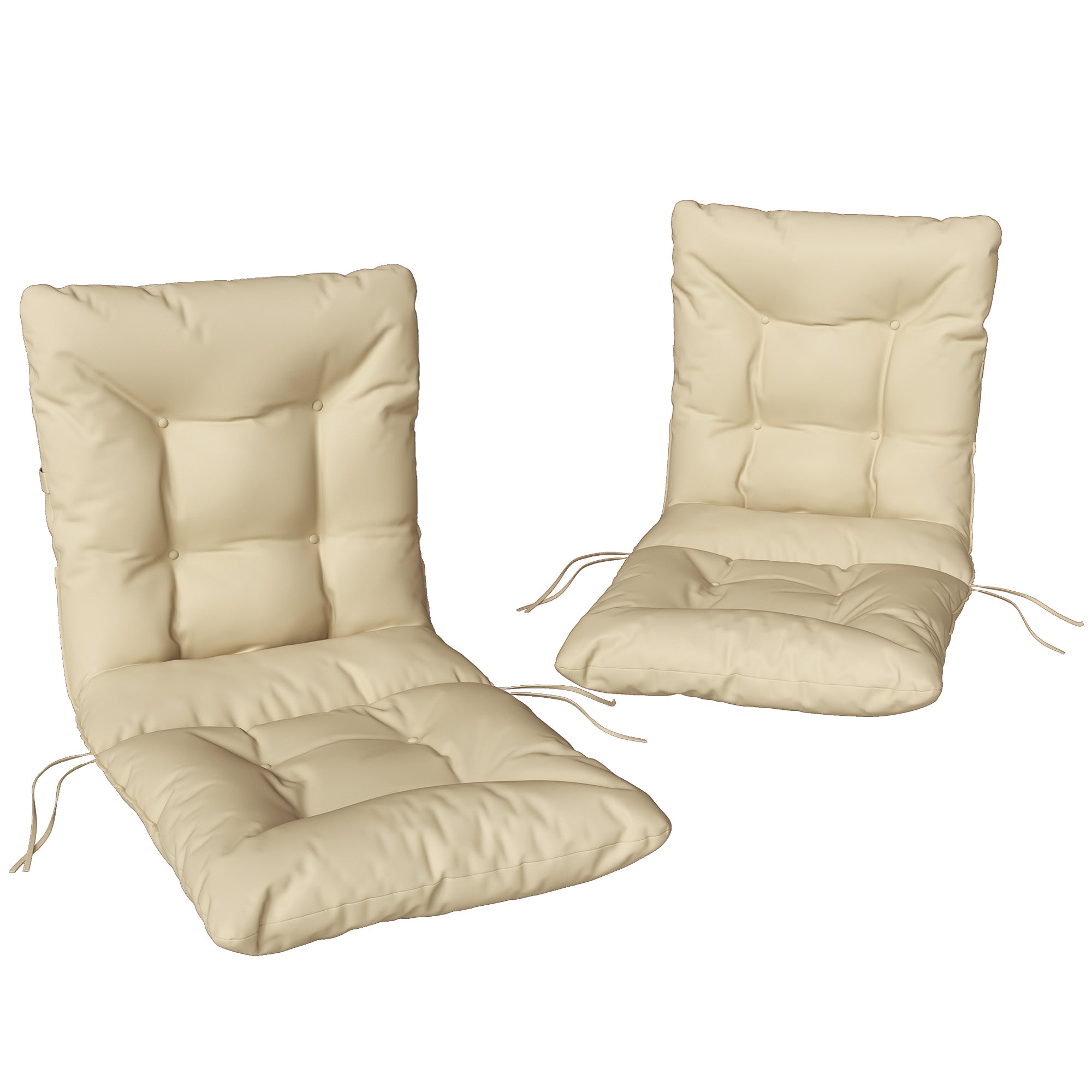 Outsunny 2er-Set Sitzauflagen für Gartenstühle mit Bändern, 120 x 50 x 8 cm, Beige