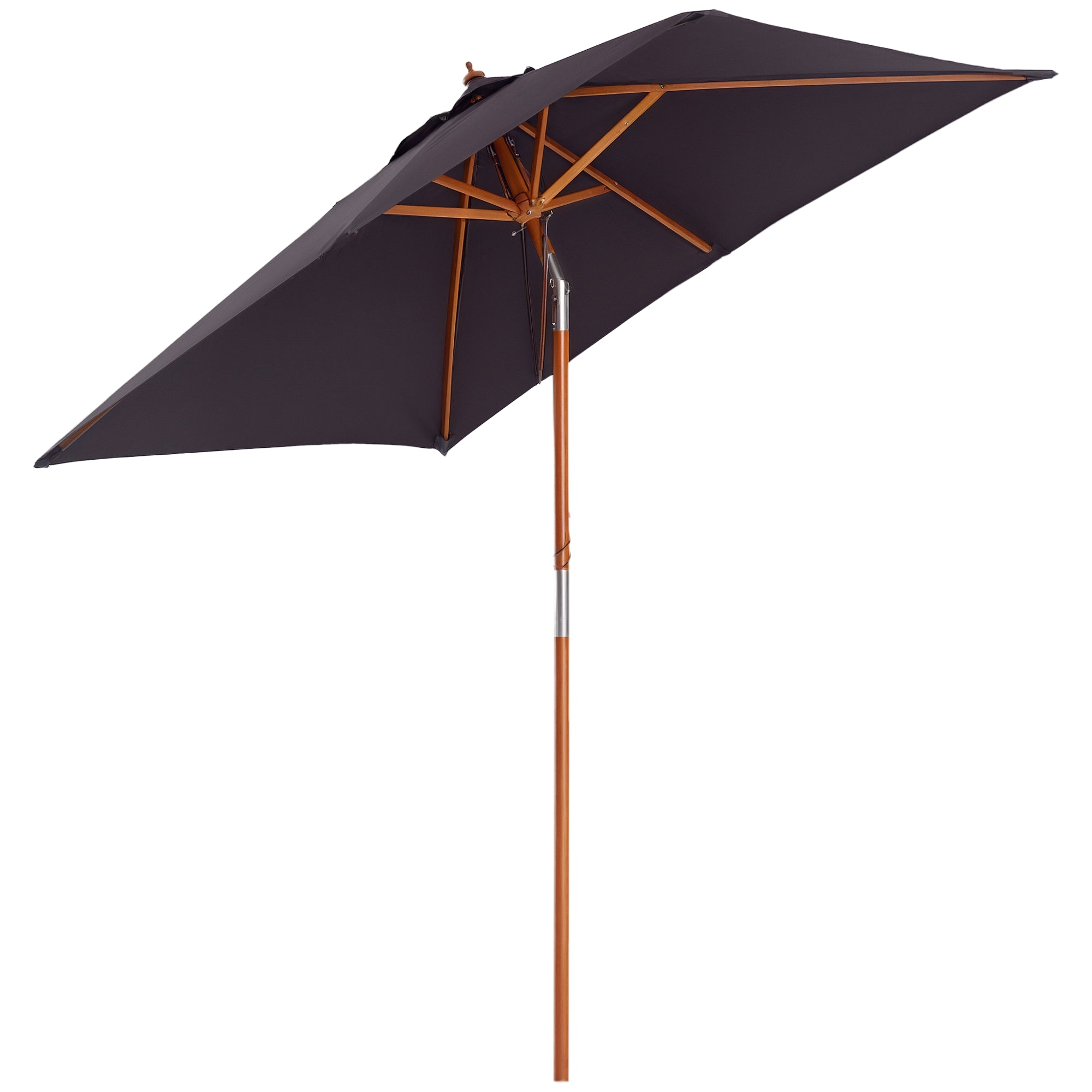 Outsunny Gartenschirm 200 x 150 x 235 cm Neigbarer Sonnenschirm 3-Stufen Verstellbarer Rechteckiger Strandschirm Wasserabweisend und UV-beständig für Strand Balkon Terrasse Garten Dunkelgrau