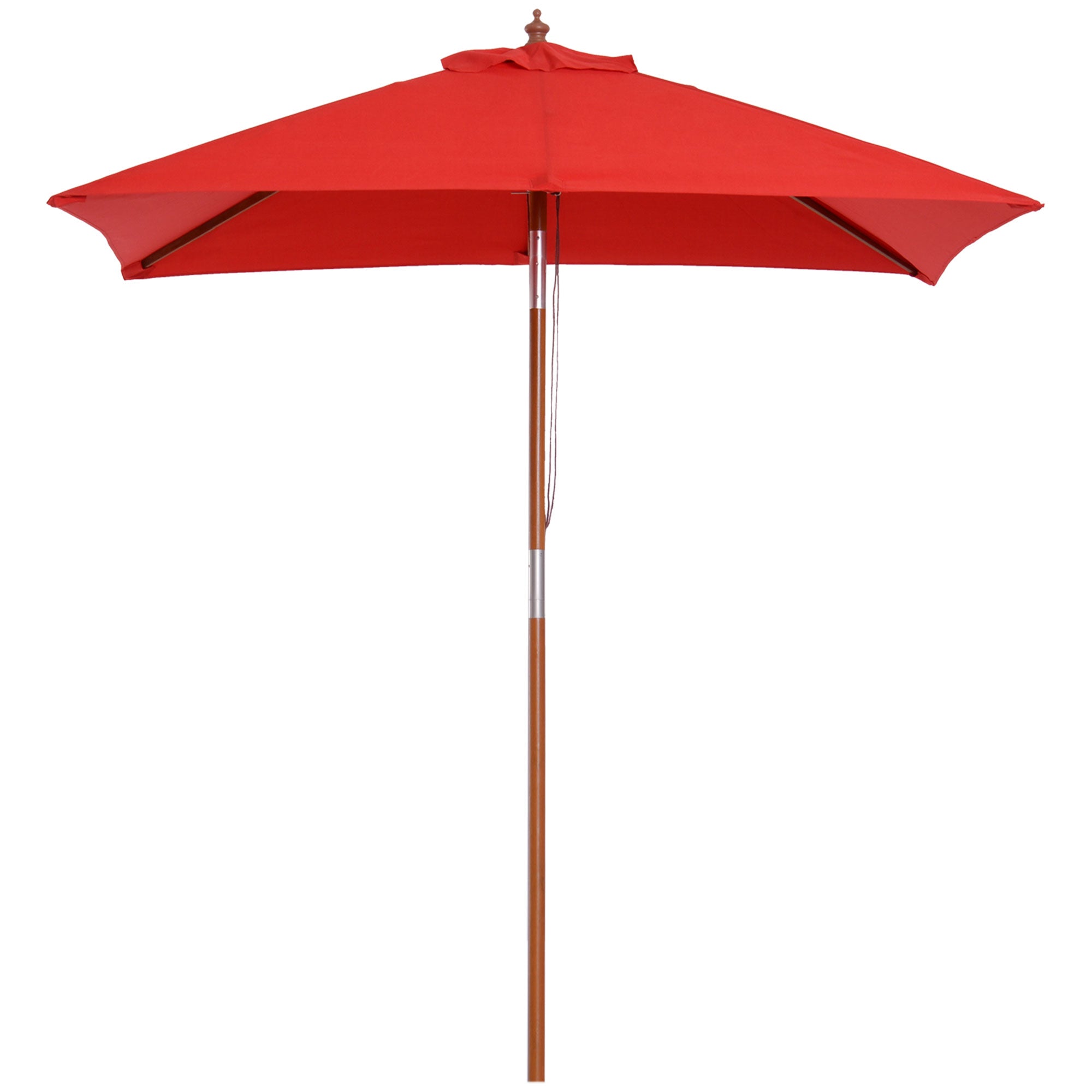 Outsunny Udendørs Haveparasol Rektangulær Lænet Bamboo Høj Densitet Polyester 2L x 1,5W x 2,3H m Rød
