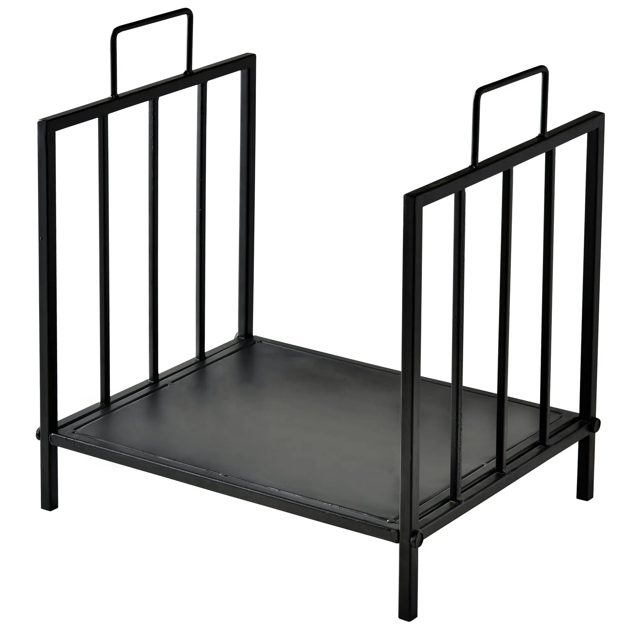 Fireplace Wood Rack 44.5x33x46.5 cm Traditional Indoor and Outdoor Log Holder Wood Storage Firewood Stand with Handles Elevated Design Black