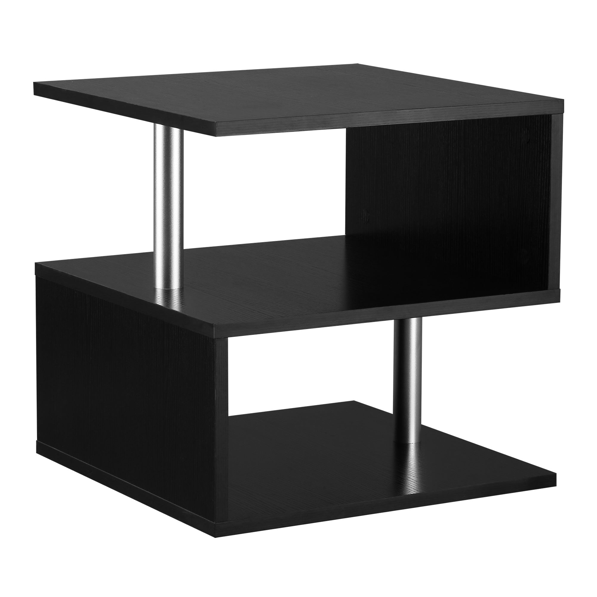 HOMCOM Klenge Säitdësch Quadrat Säitdësch fir Sofa mat S-fërmegtem Offene Compartment modernen Design 50x50x50 cm Schwaarz