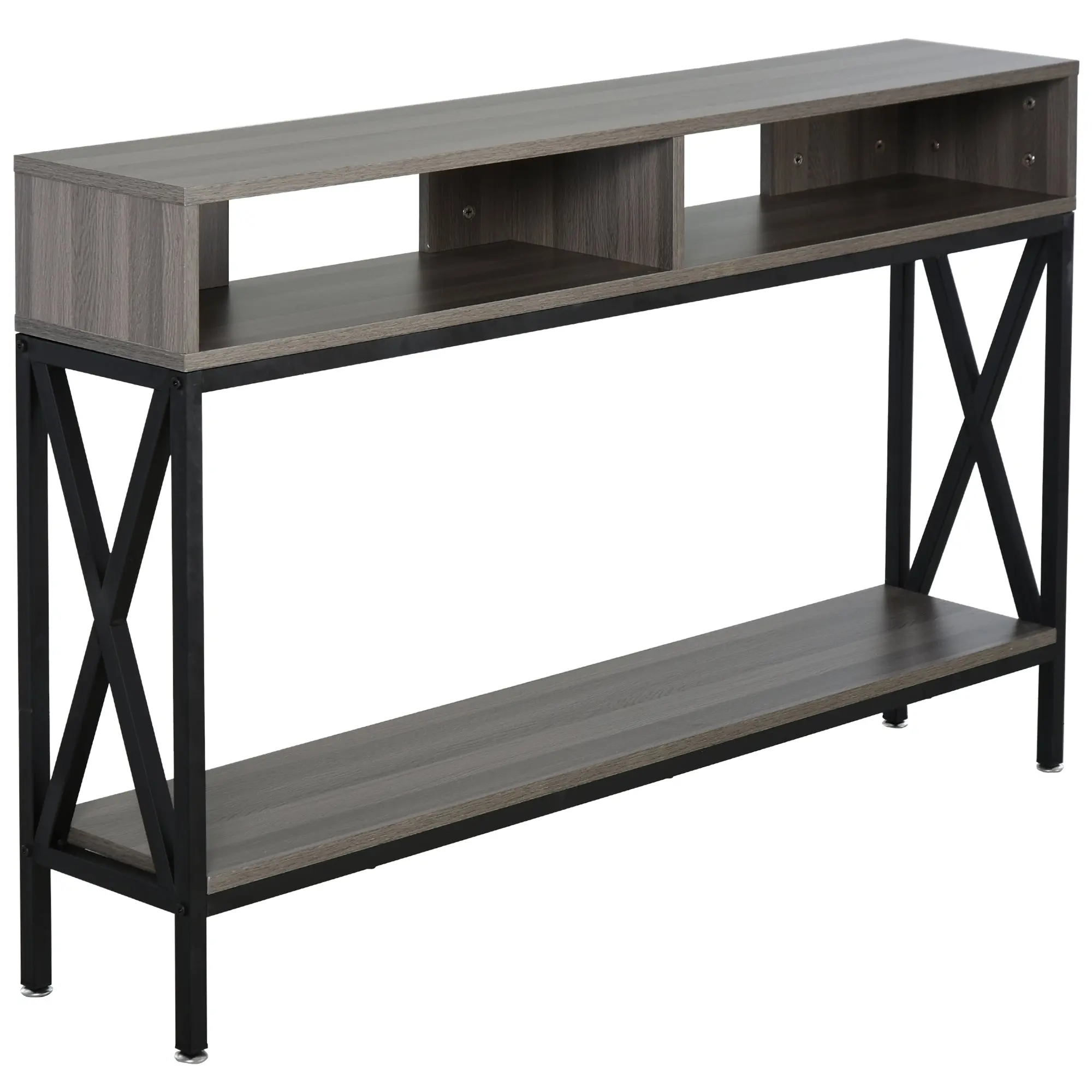 Entryway Console Table with 2 Compartments and Shelf Entryway Console Table Hallway 120x23.5x75 cm Gray and Black