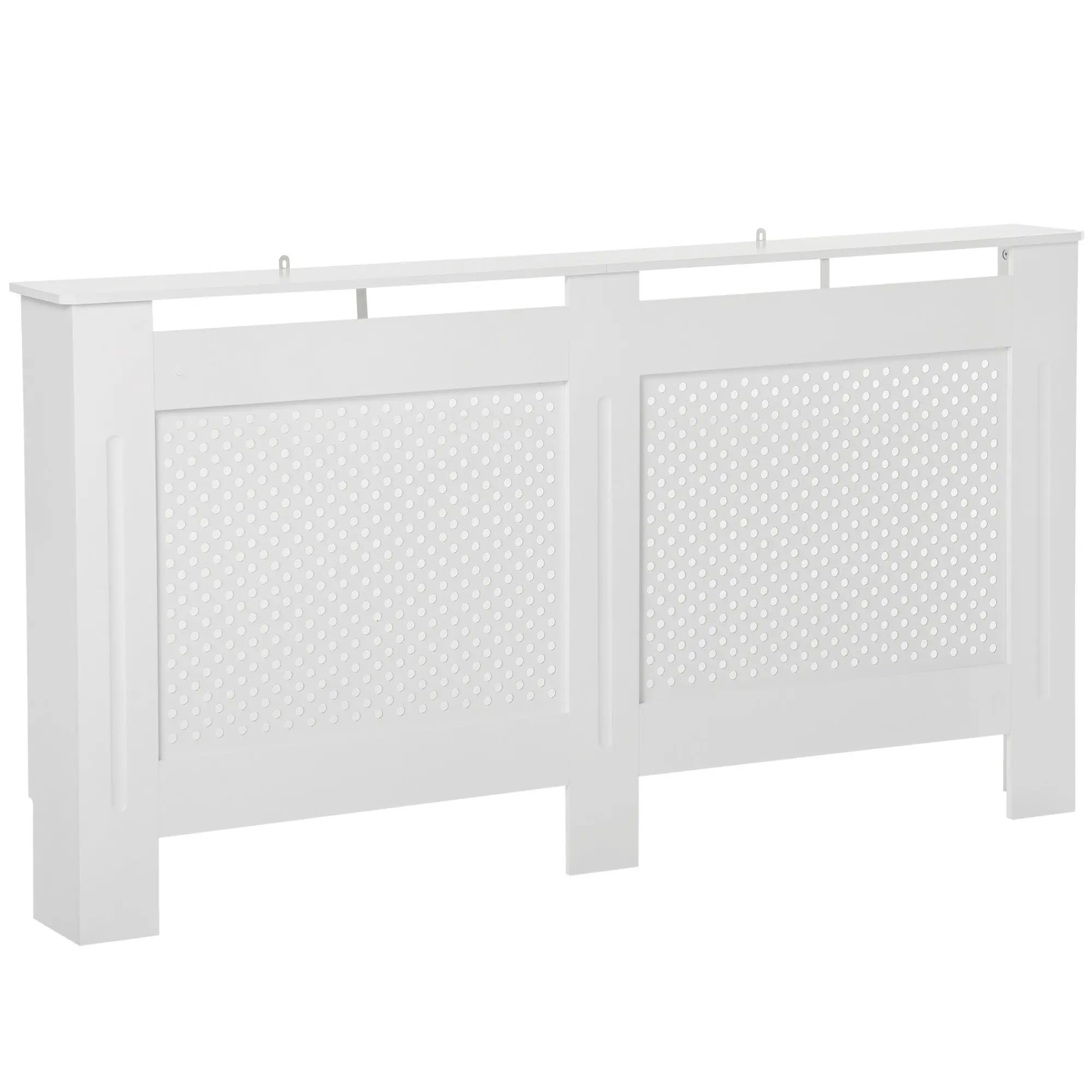 MDF Wood Radiator Cover, Modern Radiator Cabinet with Painted White Top Shelf, 151.5x82x19 cm