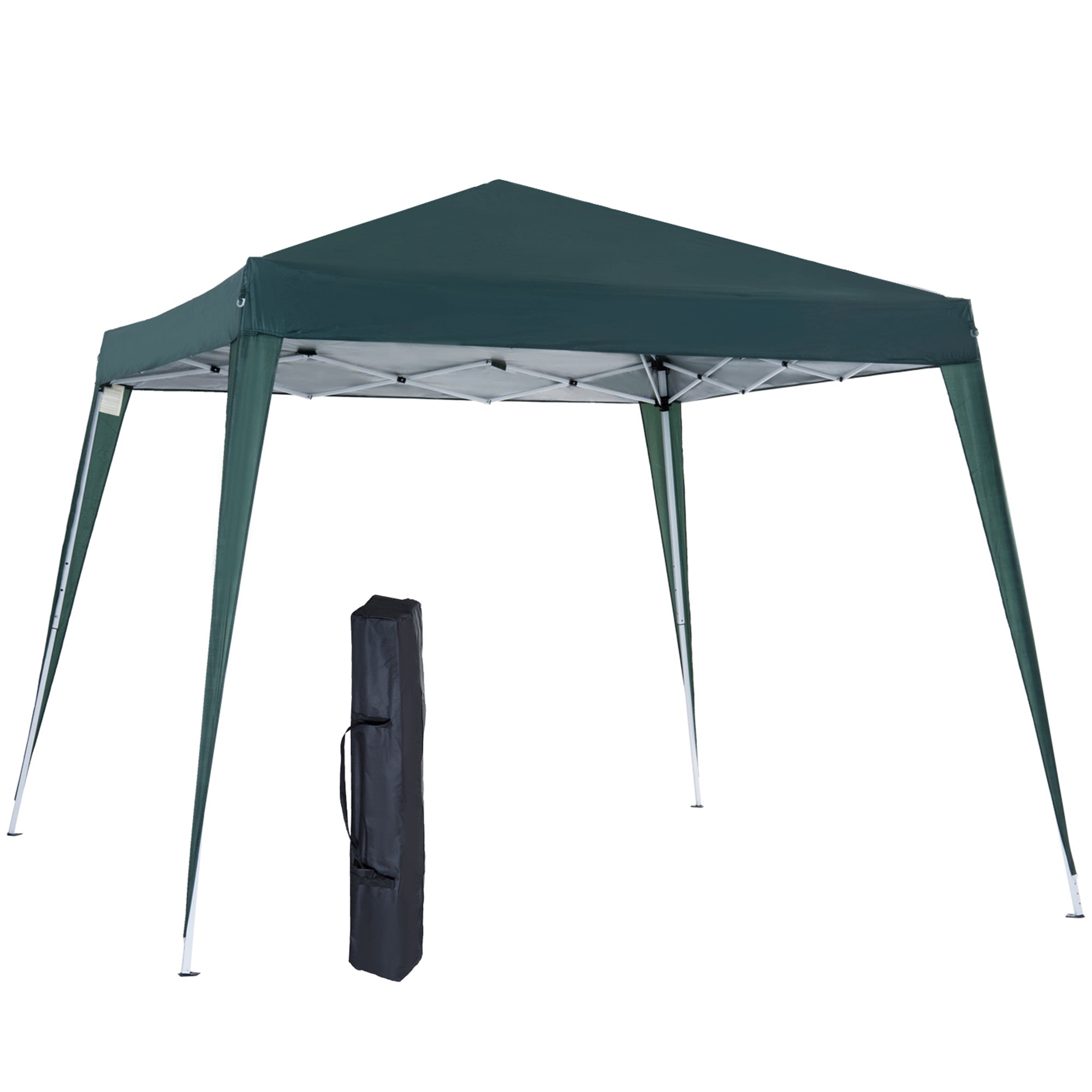 Outsunny Sammenklappelig Pavillon 2.4x2.4m Gazebo Sammenfoldelig Telt med UV Beskyttelse, Festtelt inkl. Bærepose til Have, Balkon, Stål Grøn