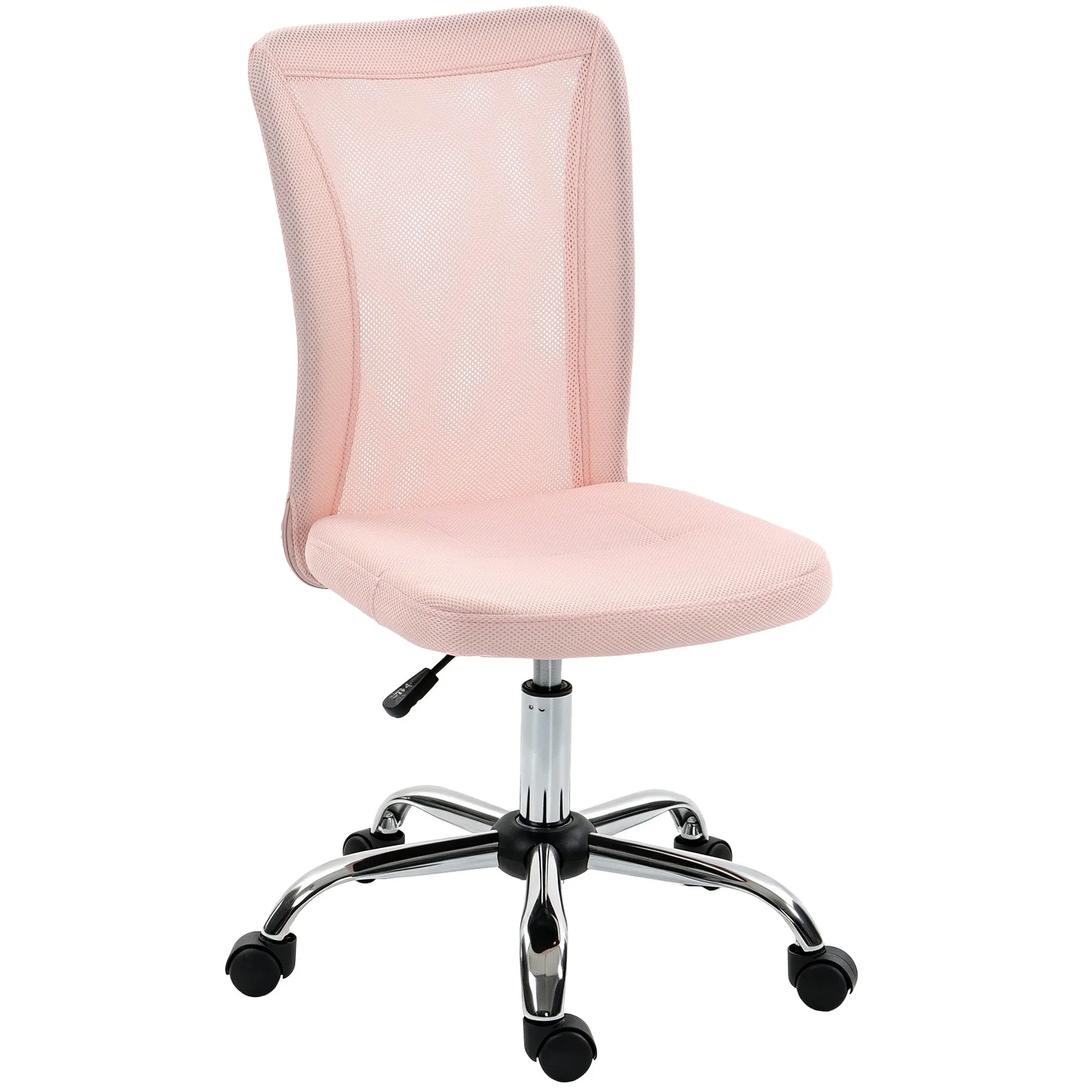 Ergonomic Pink Mesh Office Chair – Adjustable Height 16.5–20.5 in, 360° Swivel, Chrome Base