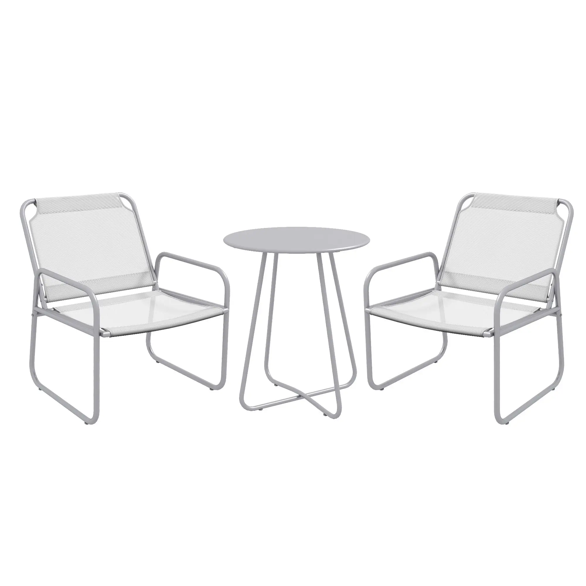 3 Piece Bistro Set, Balcony Furniture Set including 1 Table, 2 Chairs, Garden Furniture Set, Garden Seating Group for Garden, Terrace, Mesh, Light Gray