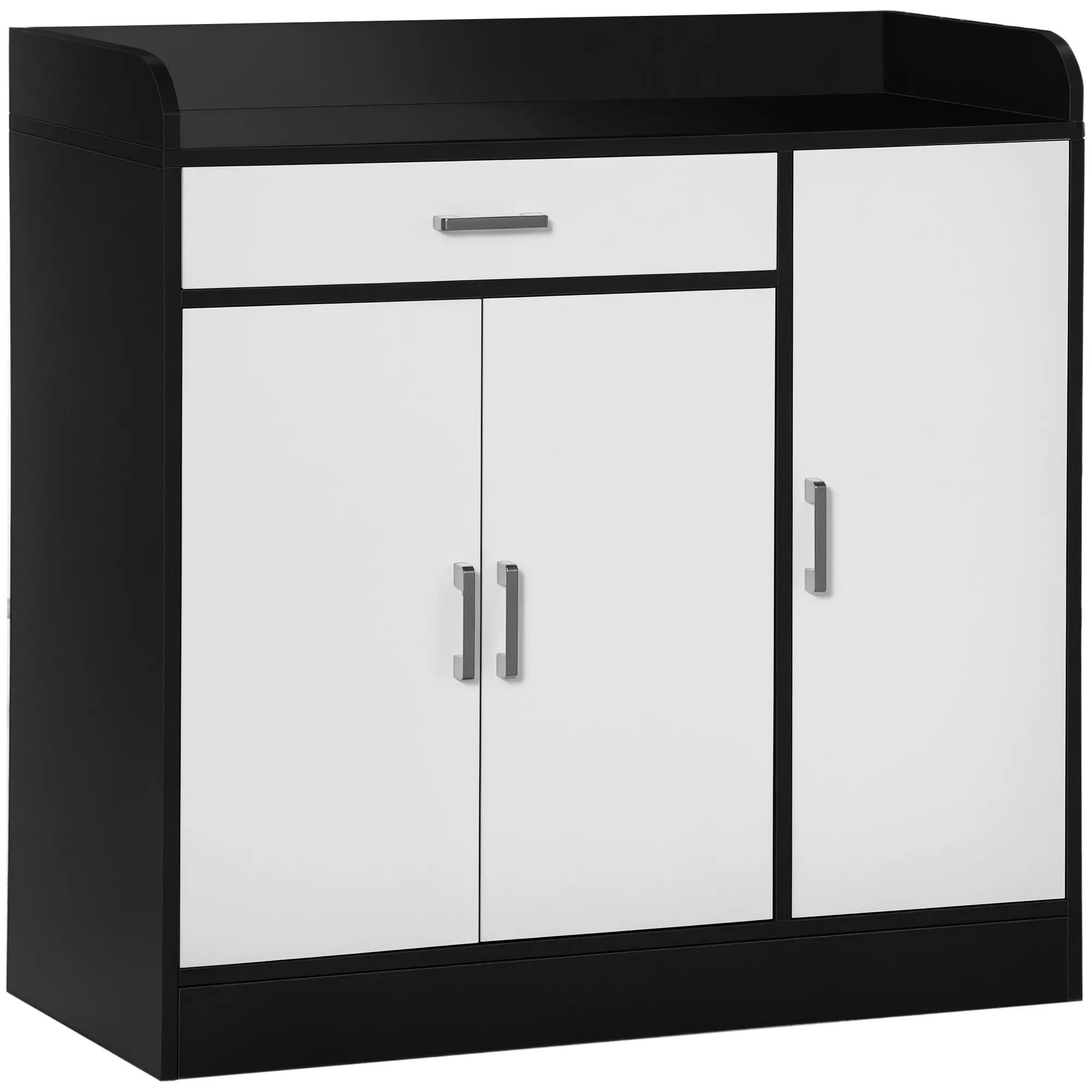 Modern Kitchen Cabinet in MDF with 2 Cabinets, 1 Drawer, and Adjustable Shelves, 90x40x90 cm, Black and White