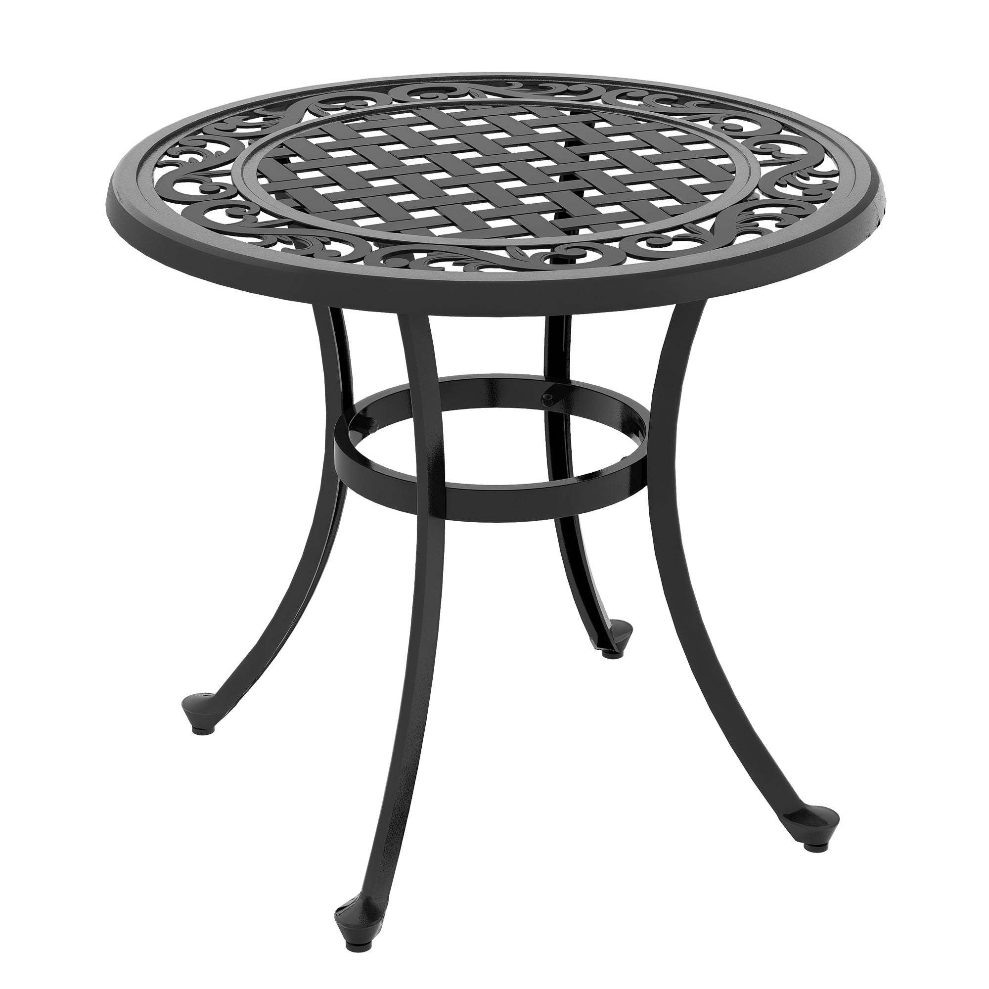 Side Table, Garden Table, Patio Table with Aluminum Frame, Coffee Table up to 50 kg Load Capacity for Garden, Balcony, Black, 60 x 60 x 53 cm