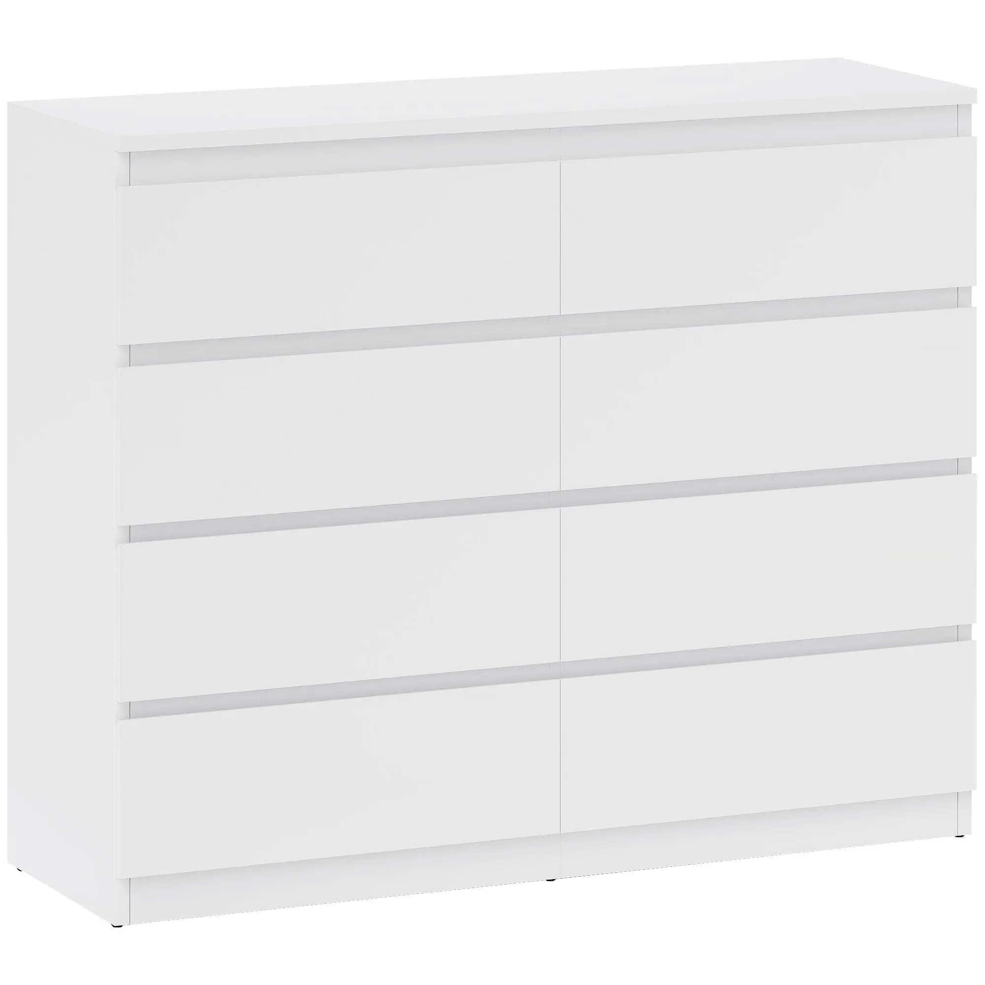8-Drawer Bedroom Chest of Drawers, Wooden Dresser with Non-Slip Feet, for Living Room, Dining Room, and Hallway, 120x39x100 cm, White