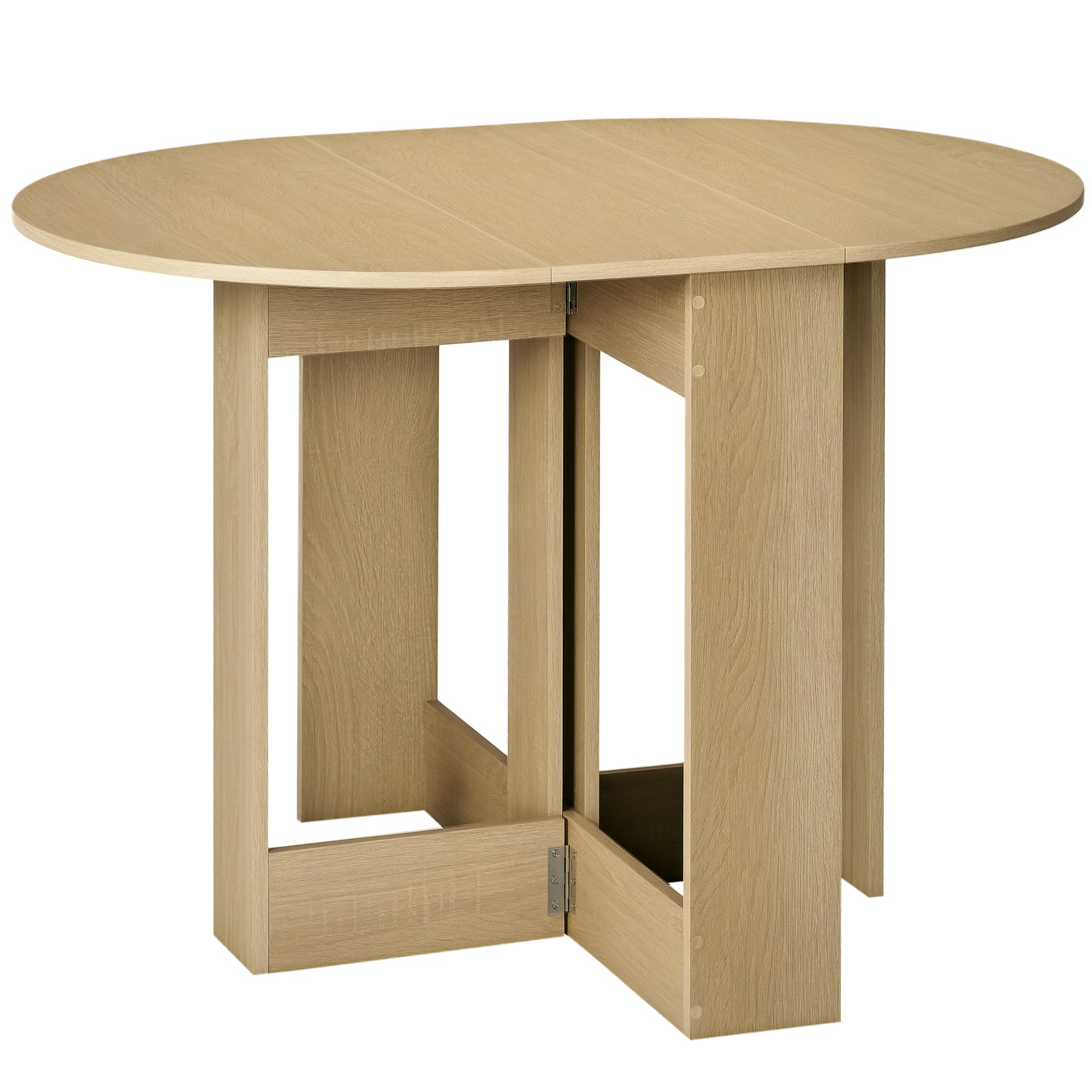 HOMCOM Skládací Jídelní Stůl Kuchyňský Stůl se 2 Sklopnými Křídly Skládací Stůl pro 2-4 Osoby 104x76x73,7 cm Dub