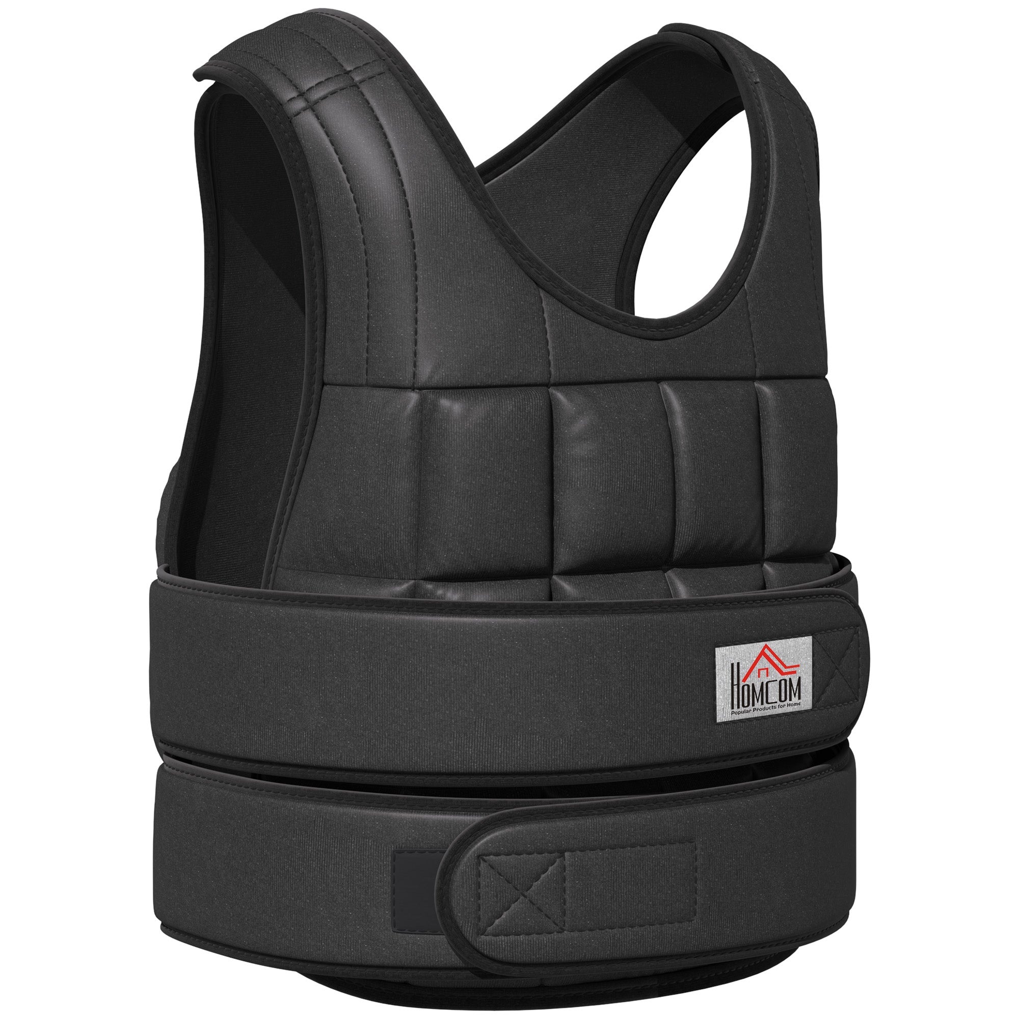 HOMCOM Trainingsweste mit 30 kg Gewicht und 35 Gewichtsbeuteln, verstellbare Krafttraining Fitness Oxford Metall Schwarz 60 x 50 cm