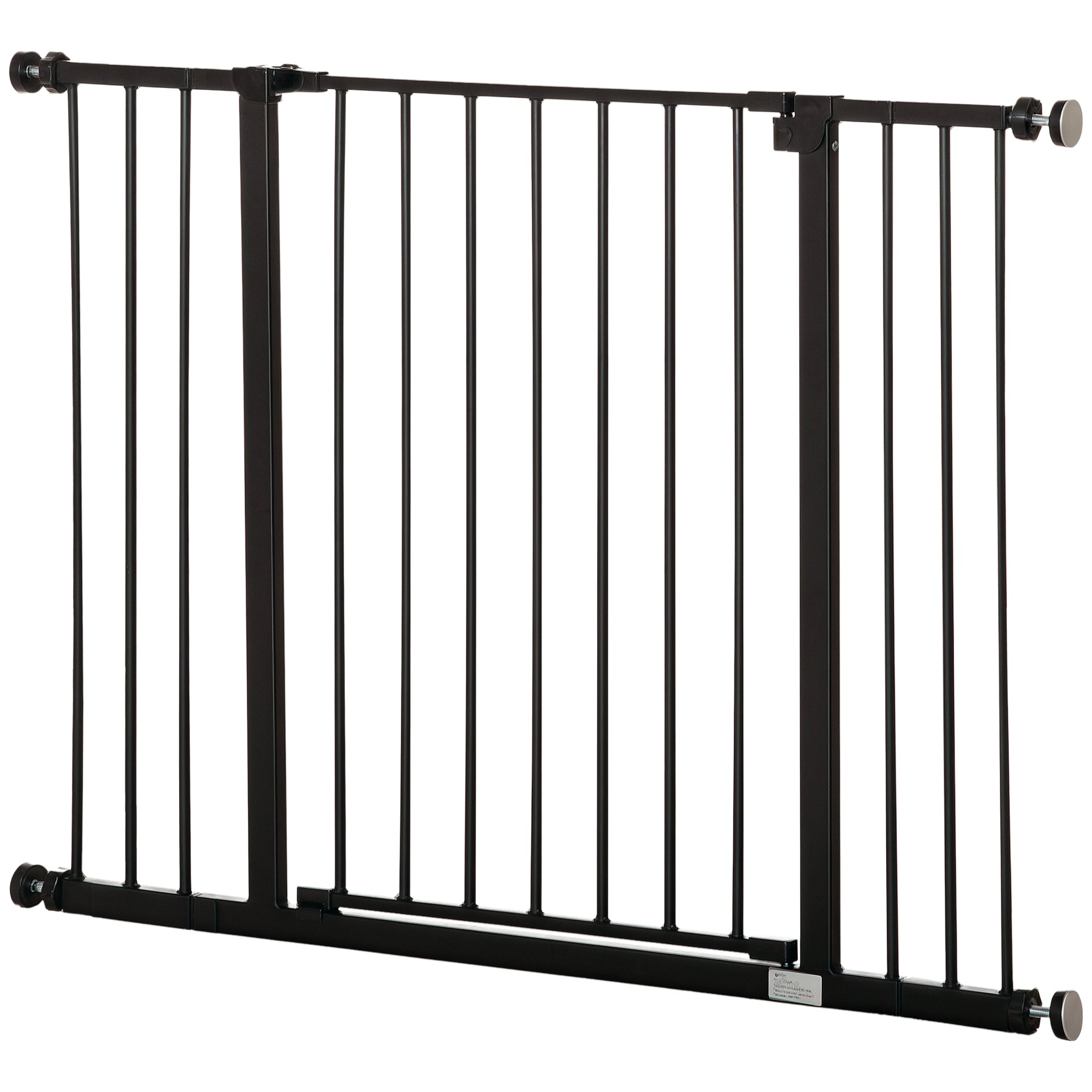 PawHut Deurgate voor Veiligheid met 10/15 cm Verlenging - Zonder Boren, Voor Breedtes van 76-107 cm, Eénhandige Openingsmechanisme van Staal in Zwart
