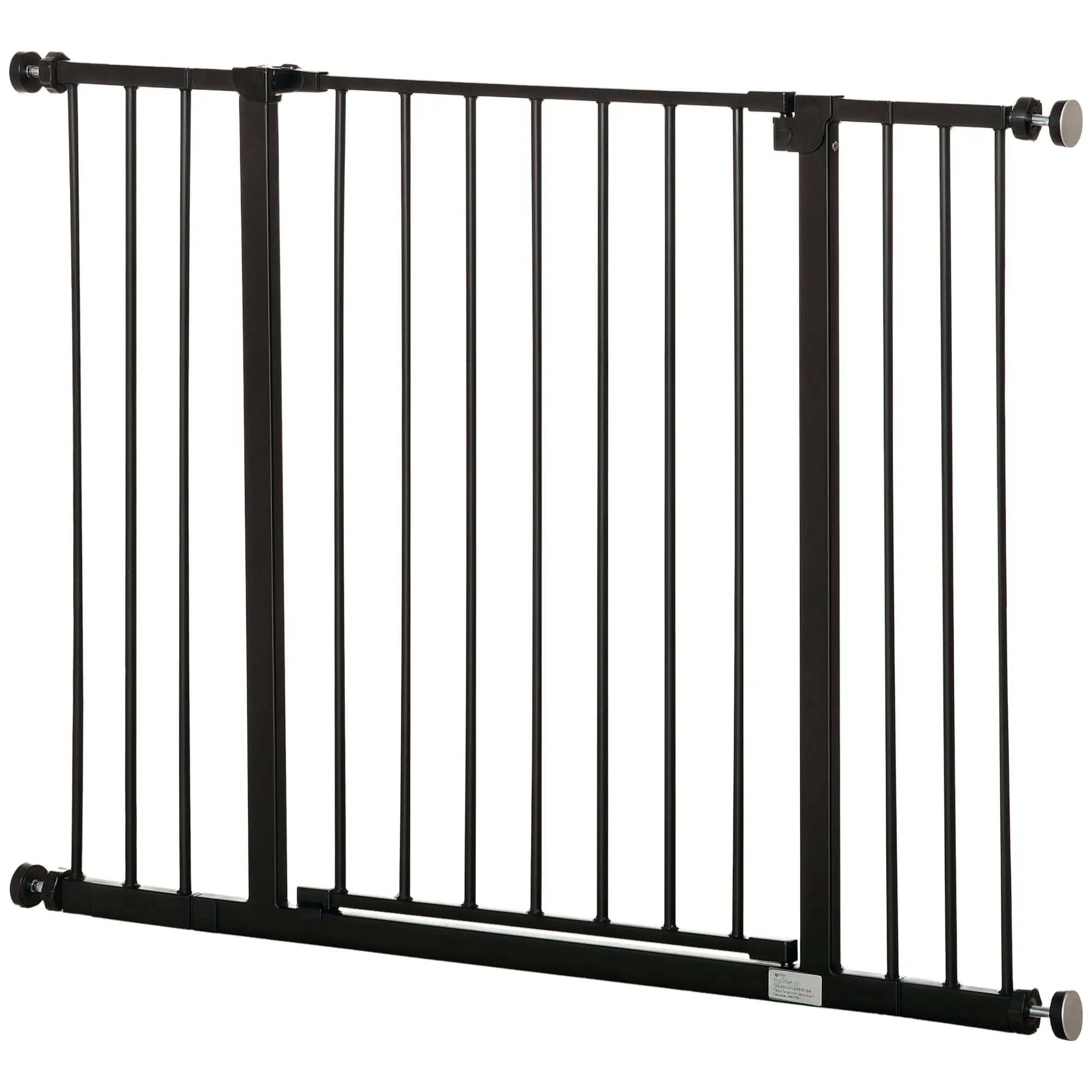 Pet Safety Gate, Dog Stair Gate with 10/15 cm Extensions, No-Drill Pressure Mounted Door Gate, One-Hand Opening Steel Pet Barrier for Doorways, Hallways & Stairs, Black, 76-107 cm