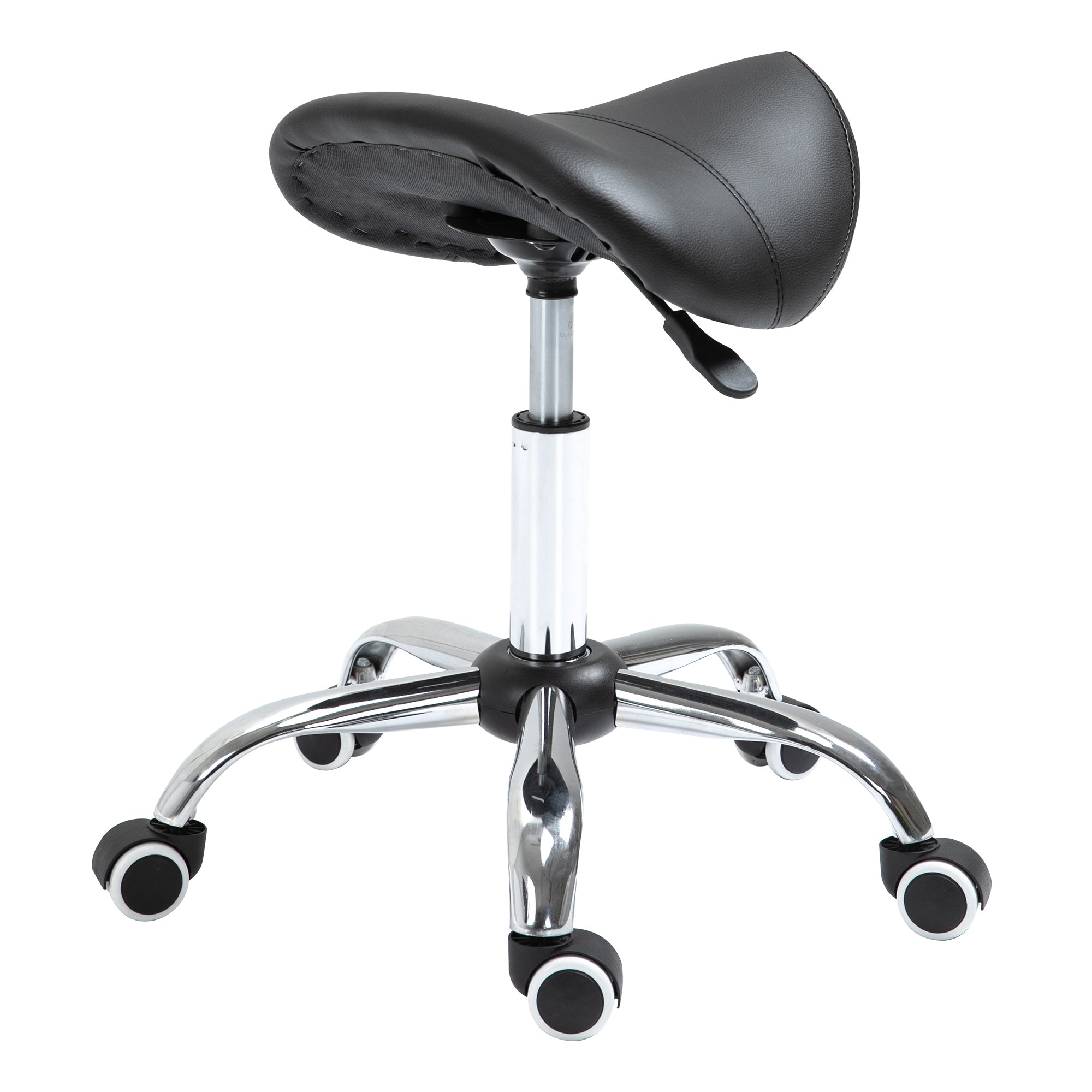 HOMCOM Görgős Ülőke, Magasságállítható, Ergonomikus, Párnázott, Fekete