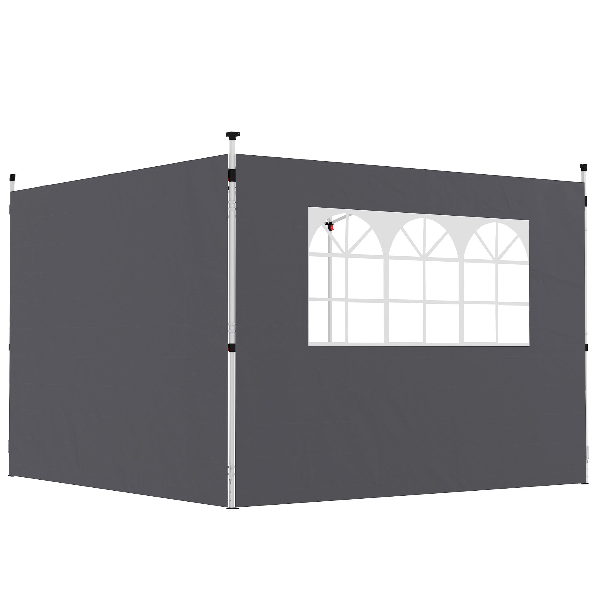 Side Panels for Garden Pavilion 3 x 3 m Pavilion Side Walls with Window Set of 2 pieces Oxford 210D Dark Grey