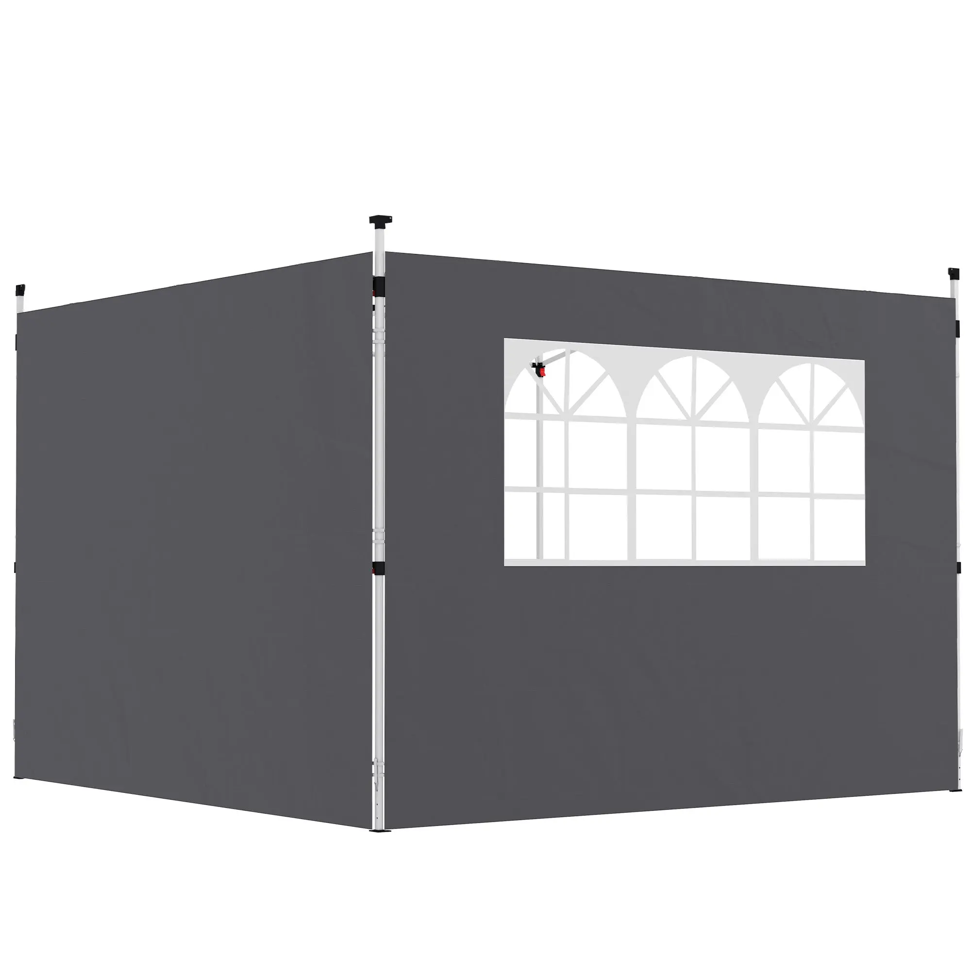 Side Panels for Garden Pavilion 3 x 3 m Pavilion Side Walls with Window Set of 2 pieces Oxford 210D Dark Grey
