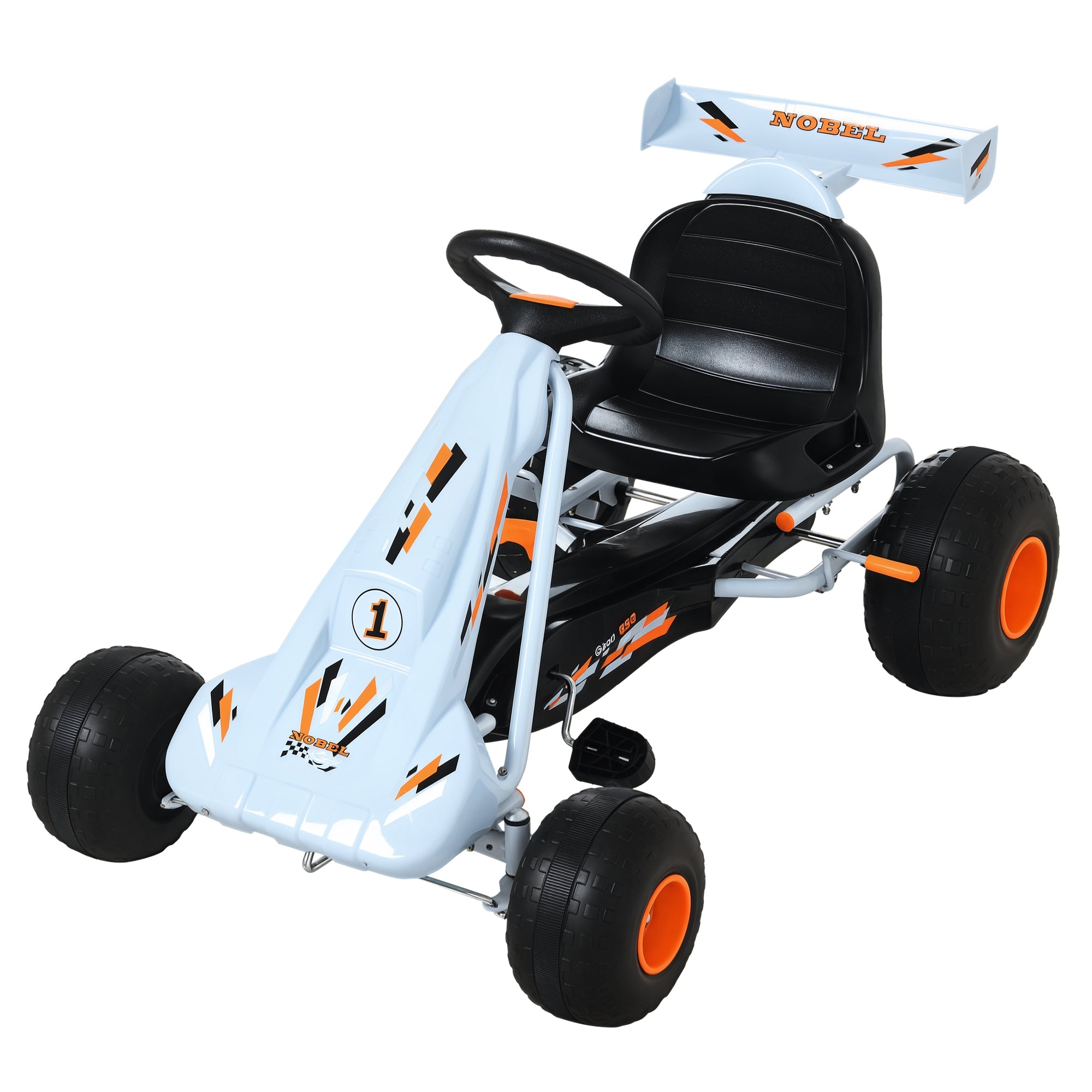 HOMCOM Καλούπι Ποδηλάτου Go-Kart με Χειροφρένο, Ρυθμιζόμενο Κάθισμα, Πεντάλ, Εμπρός και Πίσω Ταχύτητα, Κινητήρας Αλυσίδας, Παιδικό Όχημα Παιχνίδι για Παιδιά 3 Ετών και Άνω - Ανοιχτό Μπλε
