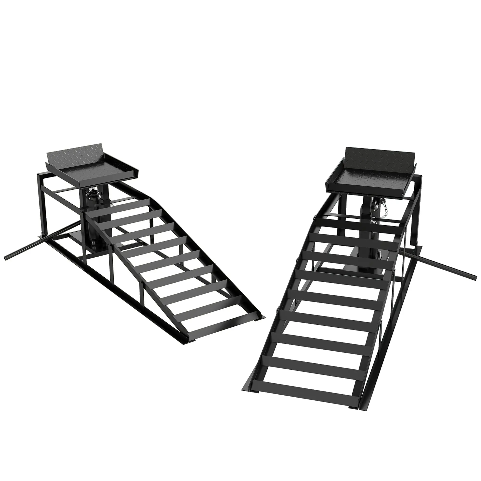Set of 2 Hydraulic Car Ramps, 3-Ton Capacity, Adjustable Height 9.1–12.8 in (23–32.5 cm), For Tires up to 9.1 in (23 cm), Oil Change Lifting Ramps for Garage & Workshop, Black
