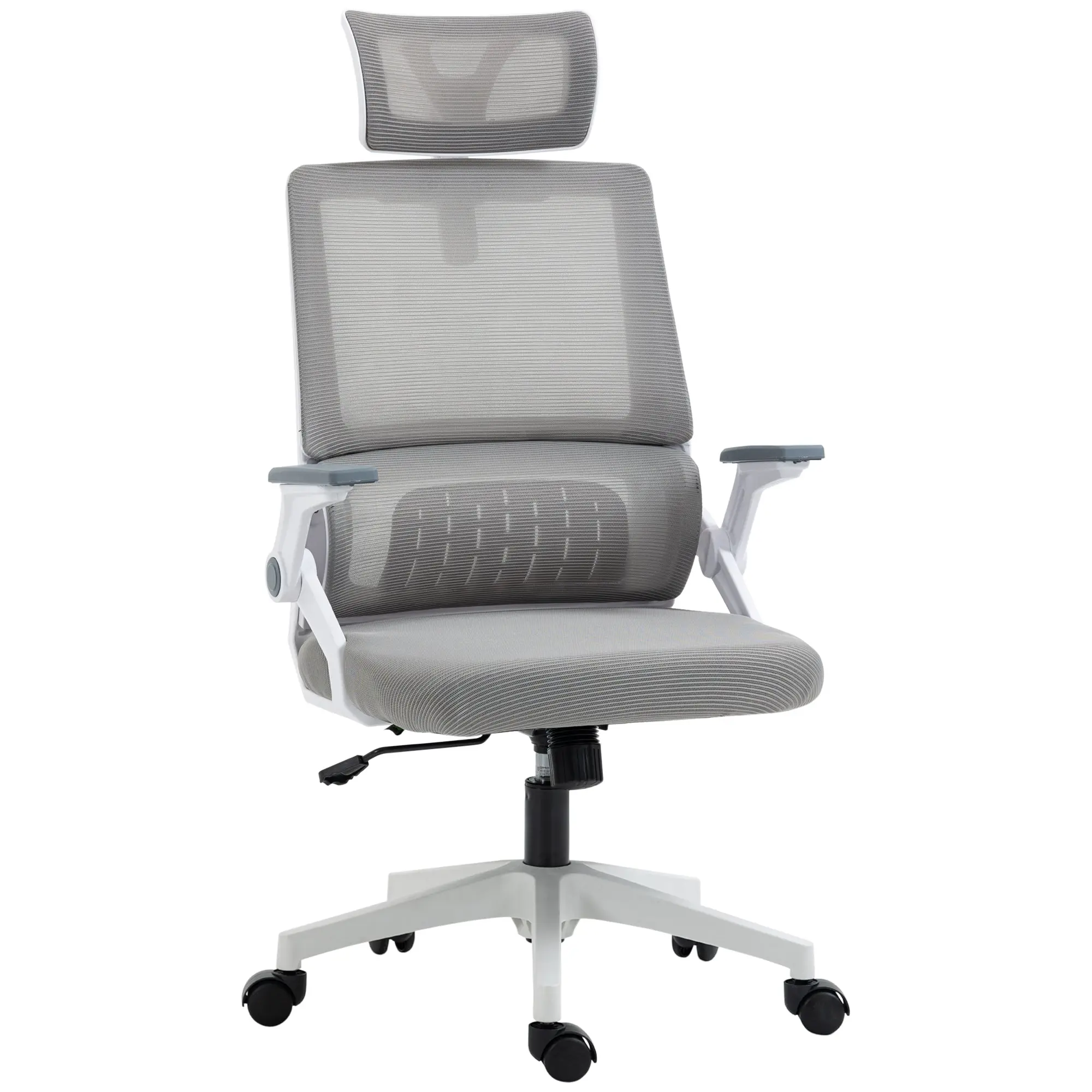 Office Chair Ergonomic, Desk Chair with Adjustable Headrest, Adjustable Armrest Computer Chair Swivel Chair with Rocking Function, Lumbar Support, Mesh, Gray