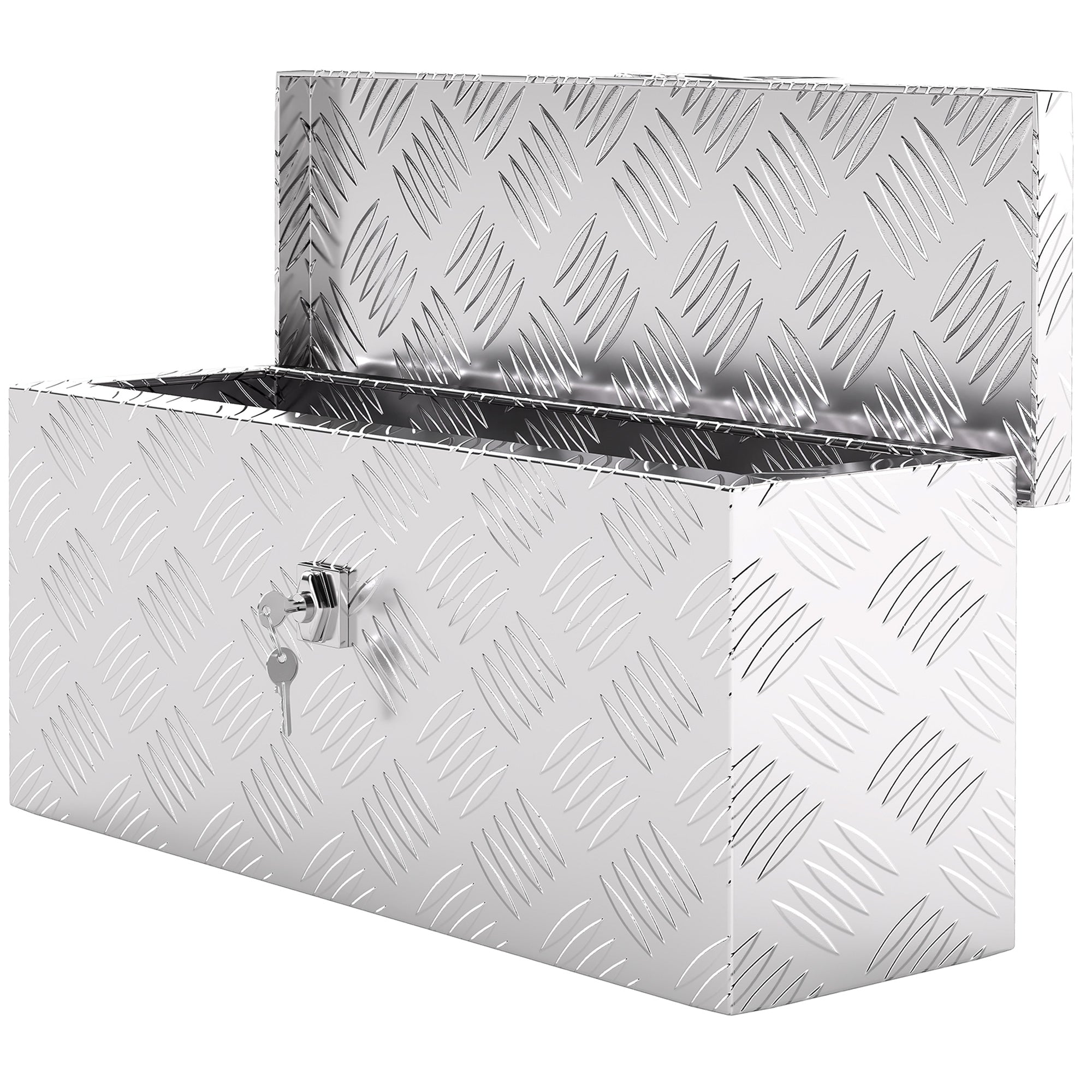 HOMCOM Aufbewahrungsbox - Aluminium Werkzeugkoffer - Aluminium Werkzeugkiste mit Schlüsselverschluss 50L x 15,5B x 20,5H cm - Silber