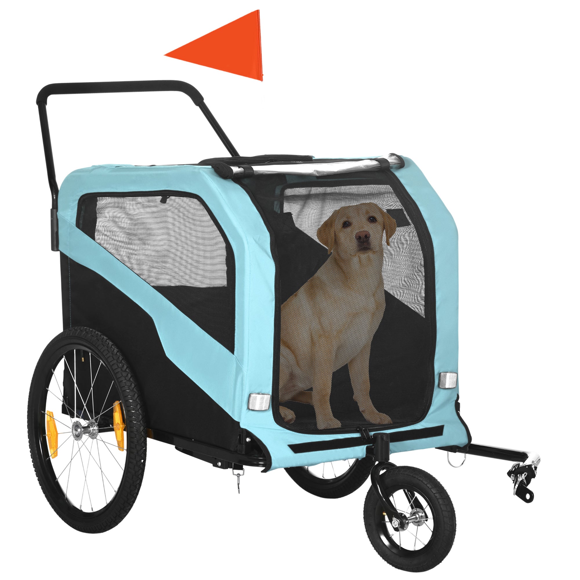 2-in-1 Dog Trailer, Bike Trailer for Dogs, Dog Cart with Reflectors, Dog Buggy max. 30 kg, Dog Bike Trailer for Large Dogs, Oxford Fabric, Blue