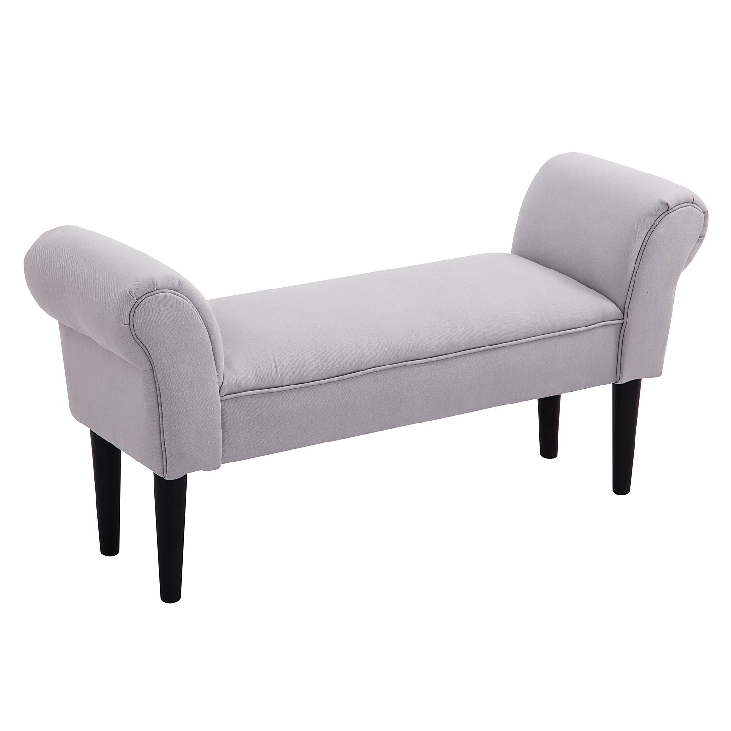 Banc HOMCOM, Banc Capitonné, Banc de Siège, Banc de Hall pour Chambre, Capacité de Charge jusqu'à 130 kg, Tissu en Toile, Gris, 102 x 36 x 51 cm