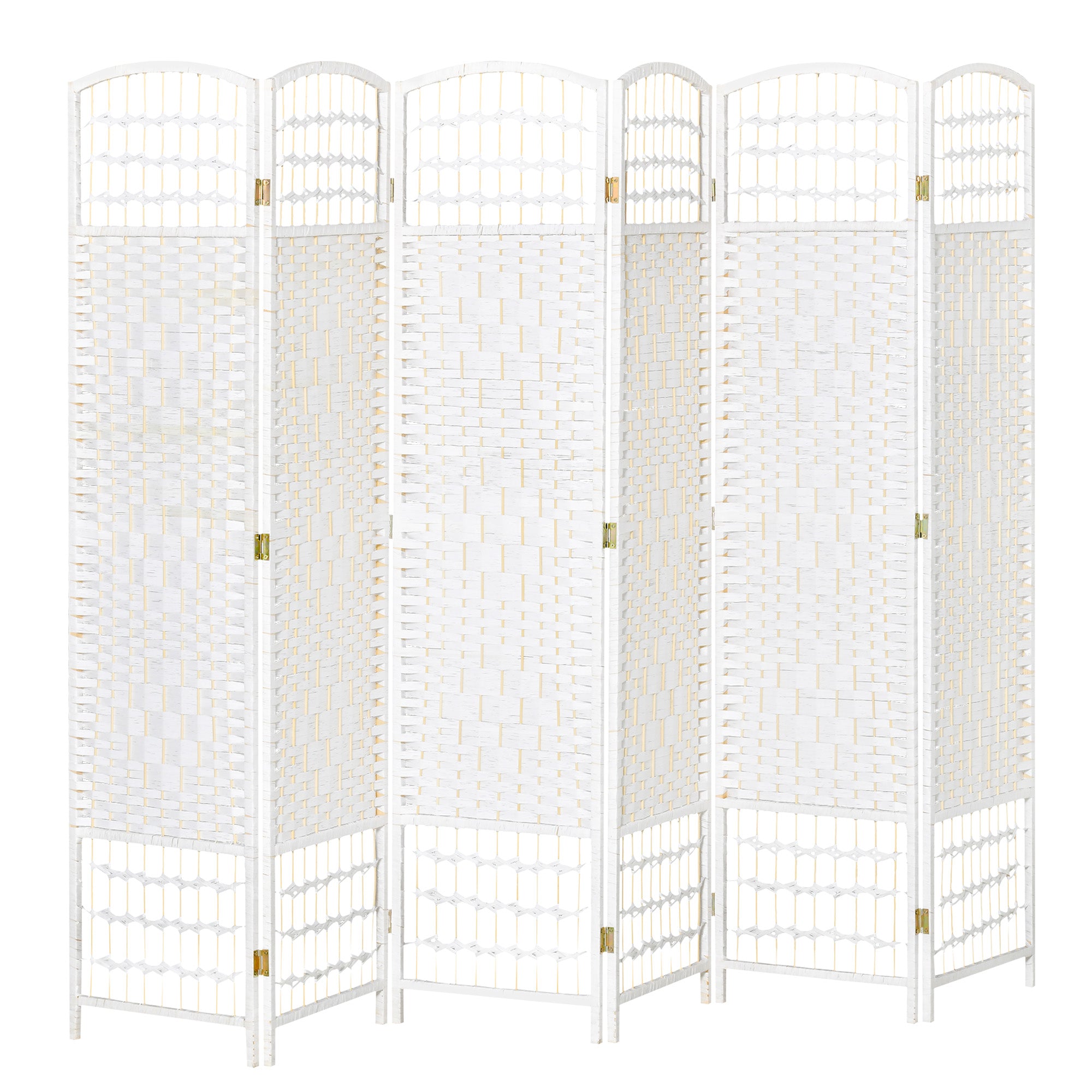 HOMCOM 6 Paneel Kamerscherm Vouw Scherm 242x170 cm Papiervezel en Populierenhout Framed Elegante Decoratie voor Slaapkamer Woonkamer Wit