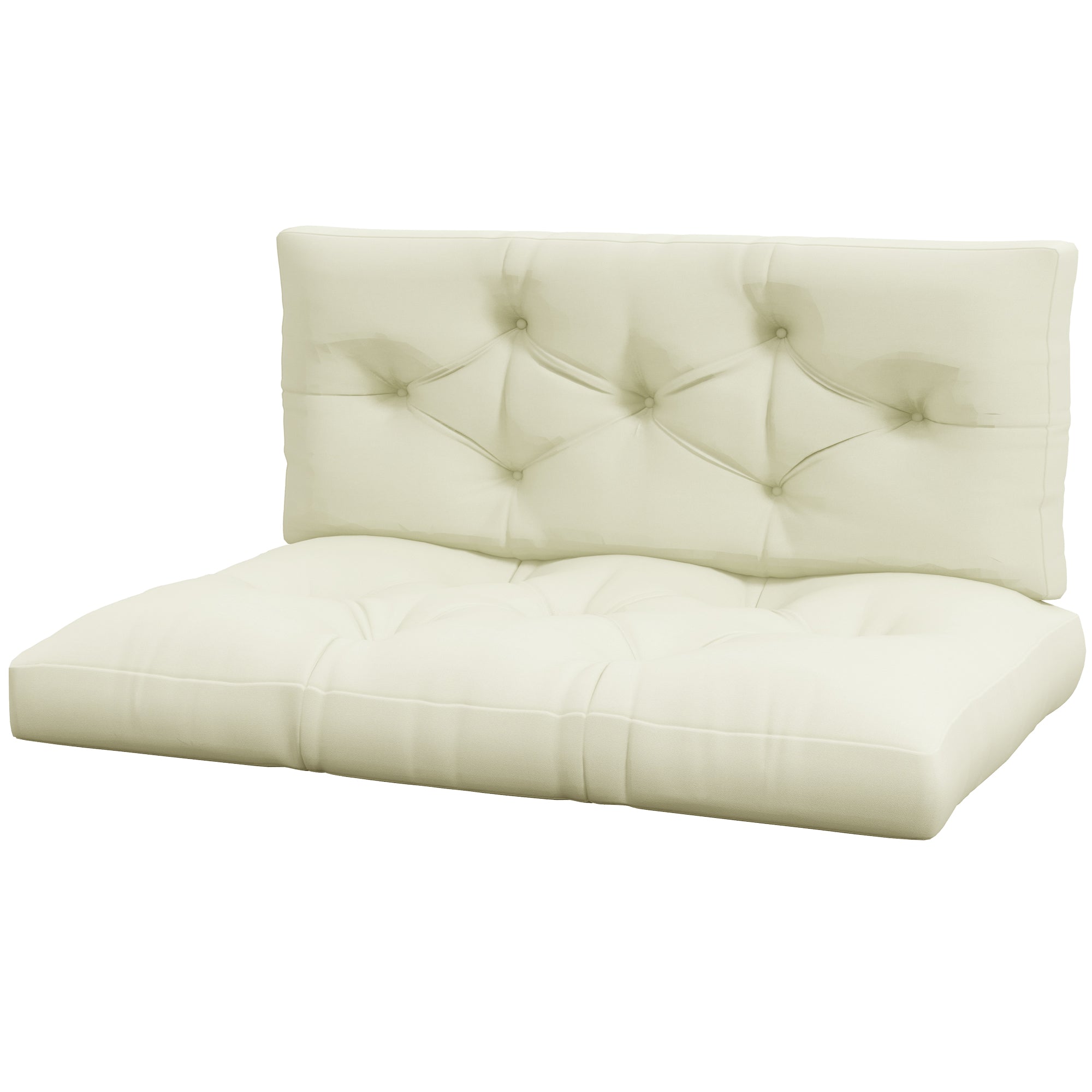 Set of 2 seat and back cushions for Garden Bench, Loveseat, 2-Seater Pallet Sofa High Comfort dimensions 120L x 80W x 12H cm Polyester Cream