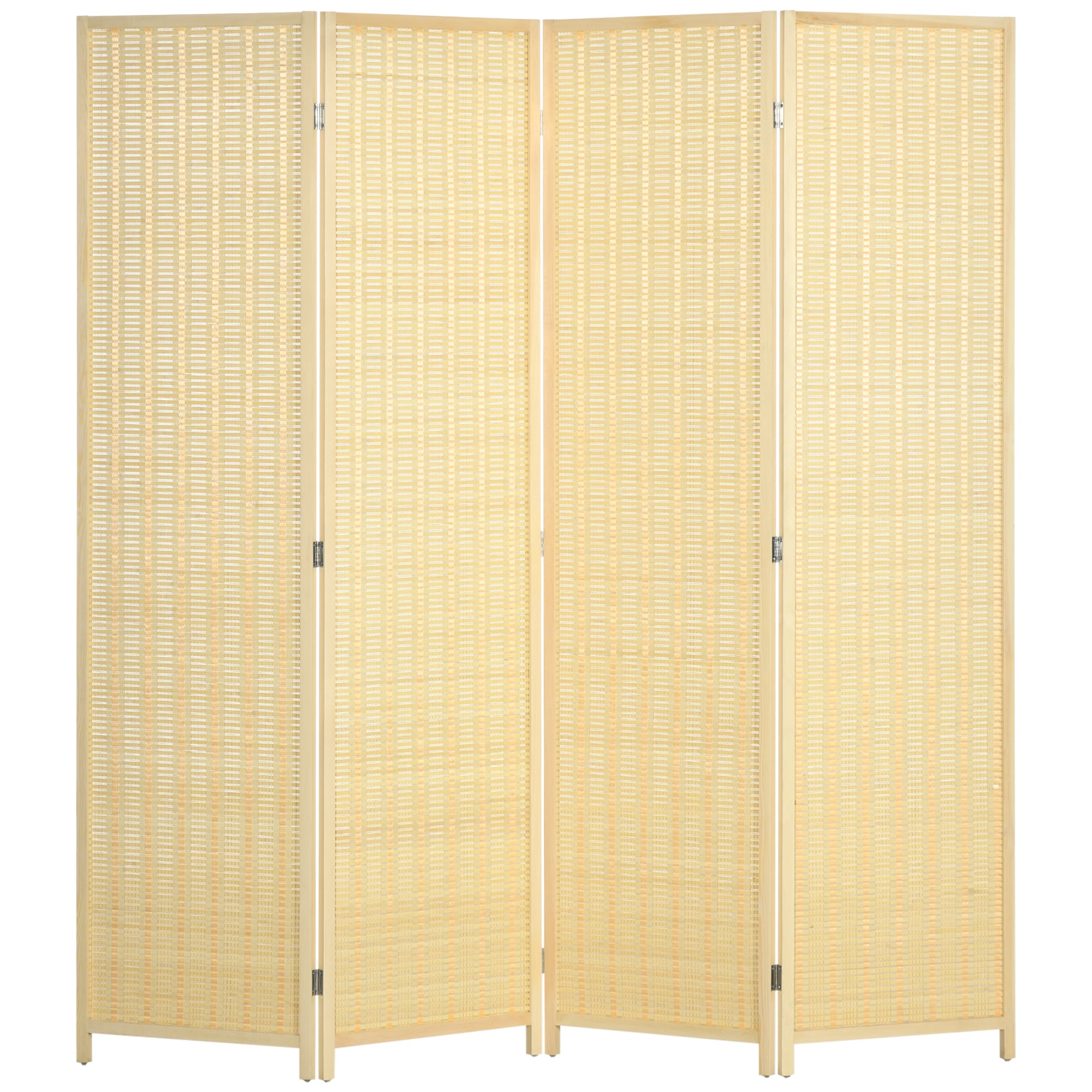 HOMCOM 4-panel 180 x 180 cm Rumdeler - Privatlivsskærm lavet af Bambus, Foldbar Lyddæmpende Rumdeler til Stuen