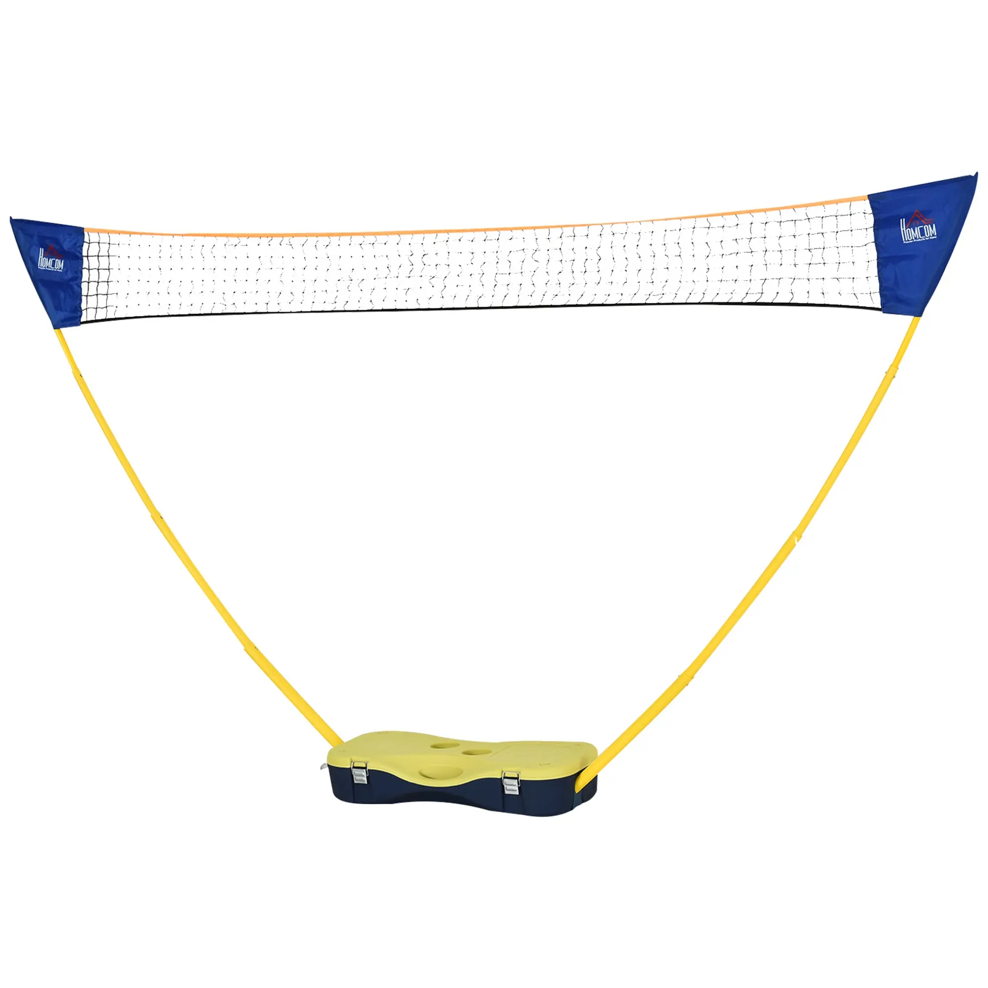 Badminton Net with Stand, Badminton Net Stand, Portable Net Stand, Badminton Net with 4 Badminton Rackets, Outdoor Sports, Yellow+Blue, 286 x 33 x 157 cm