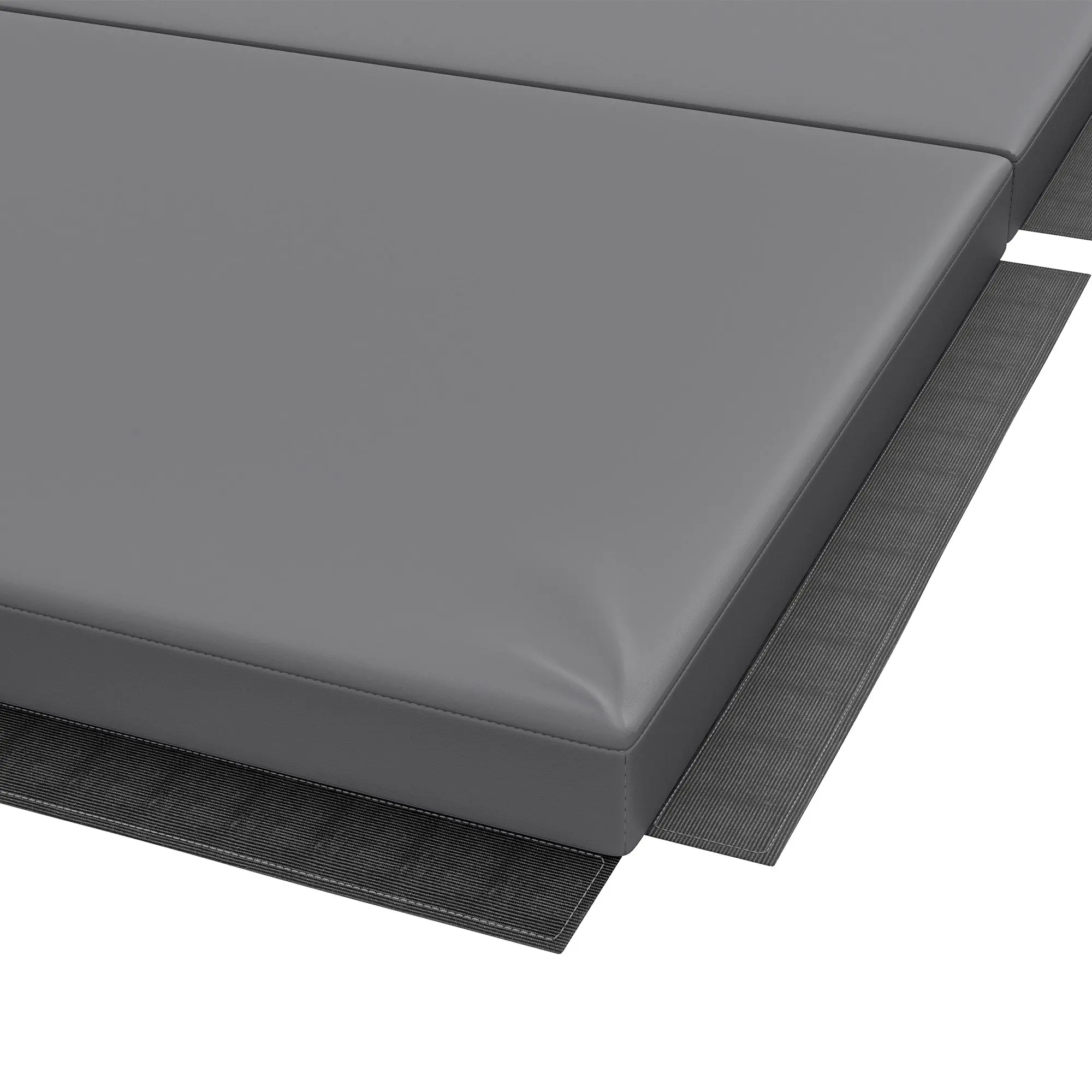 Folding gymnastics mat, thick gymnastics mat, 180 x 80 x 5 cm, with handle, floor mat for yoga, MMA, sports, fitness, pilates, synthetic covering, gray