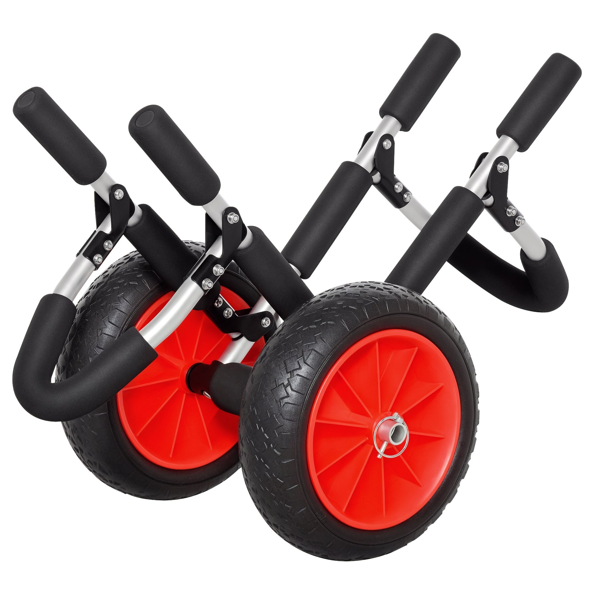 Chariot de Surf Pliable HOMCOM jusqu'à 45 kg - Chariot de Transport en Aluminium pour Kayak avec Pneus en Simili Cuir