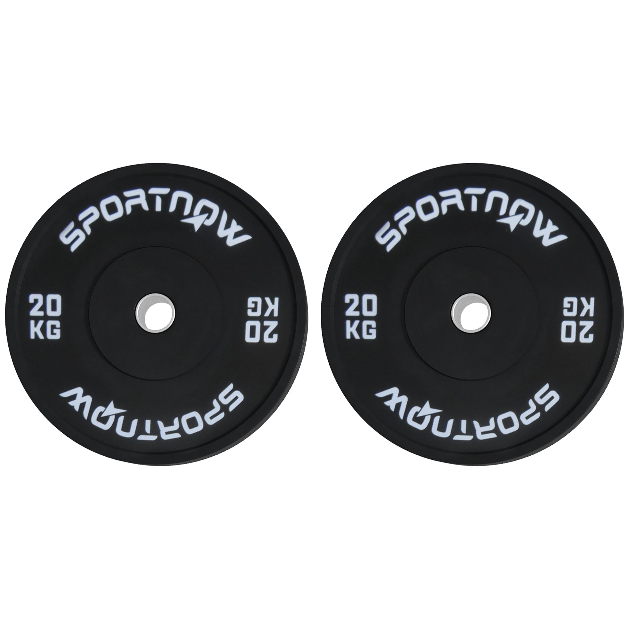 SPORTNOW Set aus 2 20 kg Fitnessplacken, Placken fir Barbell a Dumbbells mat Ø5 cm Usl vun Heem a Fitnessstudio, Schwaarz