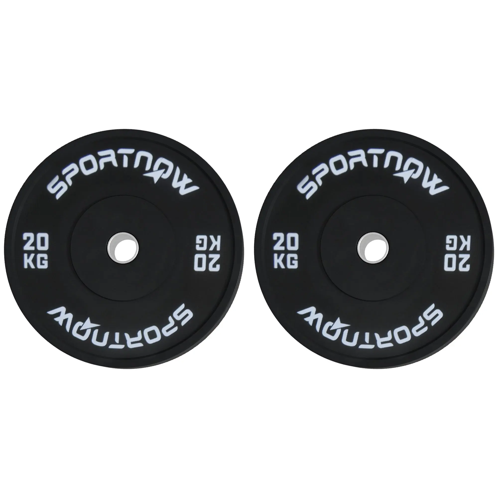 SPORTNOW Set of 2 20 kg Gym Plates, Plates for Barbell and Dumbbells with ?5 cm Attachment for Home and Gym Workout, Black