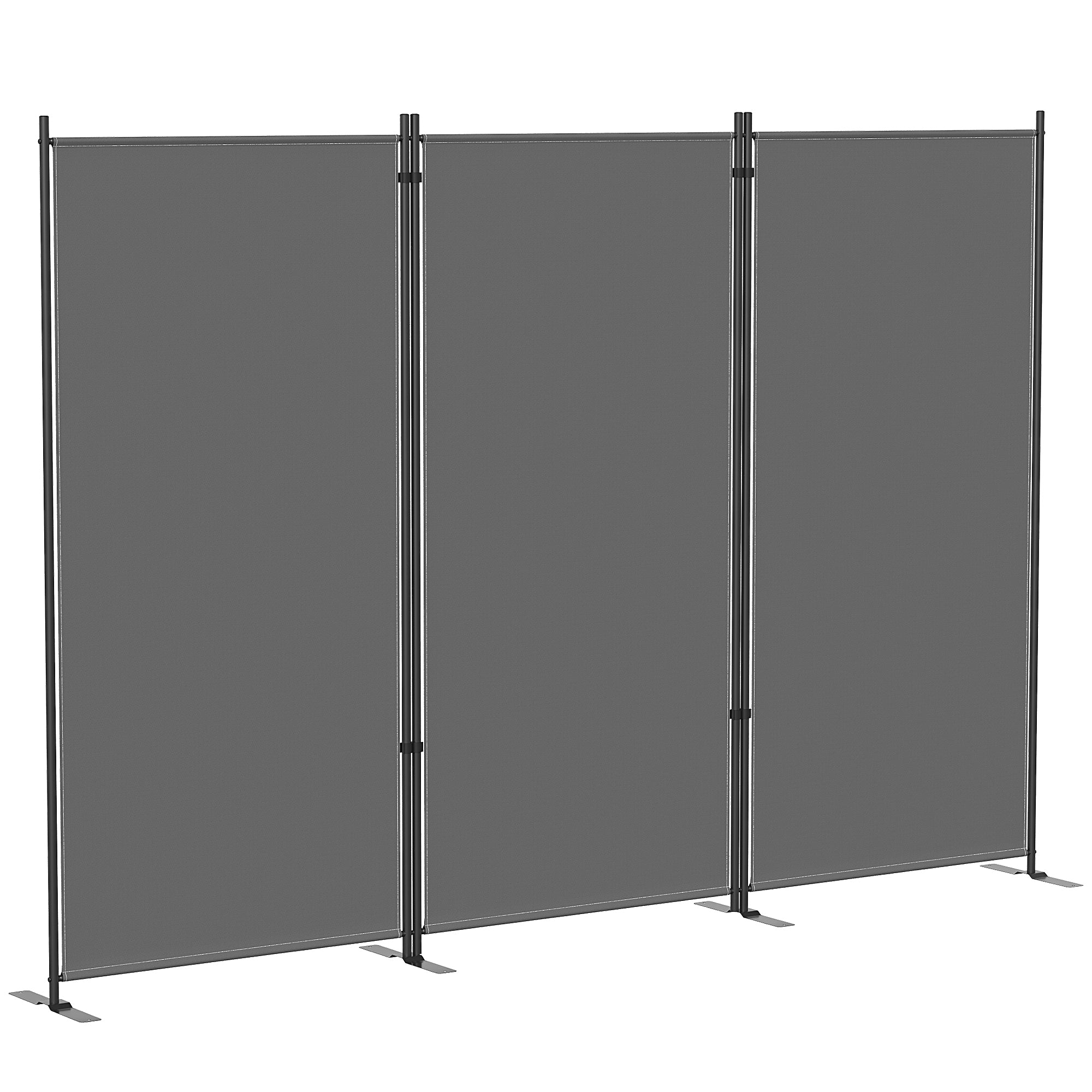 3-Panel Folding Screen, 260 x 180 cm (102.4 x 70.9 in), Room Divider with Metal Frame, UPF 30+, Indoor/Outdoor for Garden, Patio, Terrace, Dark Gray