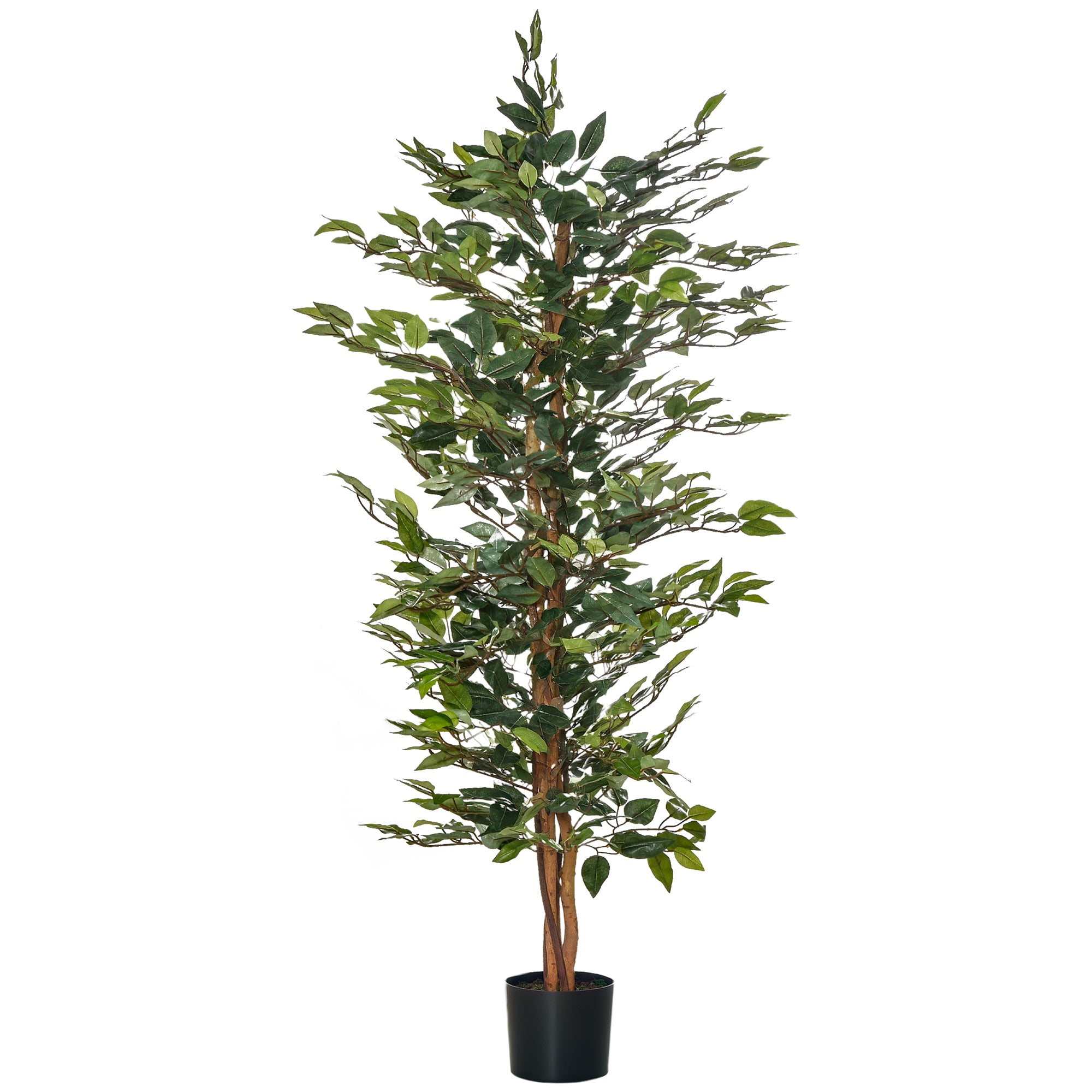 Artificial Ficus Tree with Trunks 150 cm Fake Plant with Pots and 1008 Realistic Leaves for Home Decoration Living Room Bedroom ?17x150 cm Green