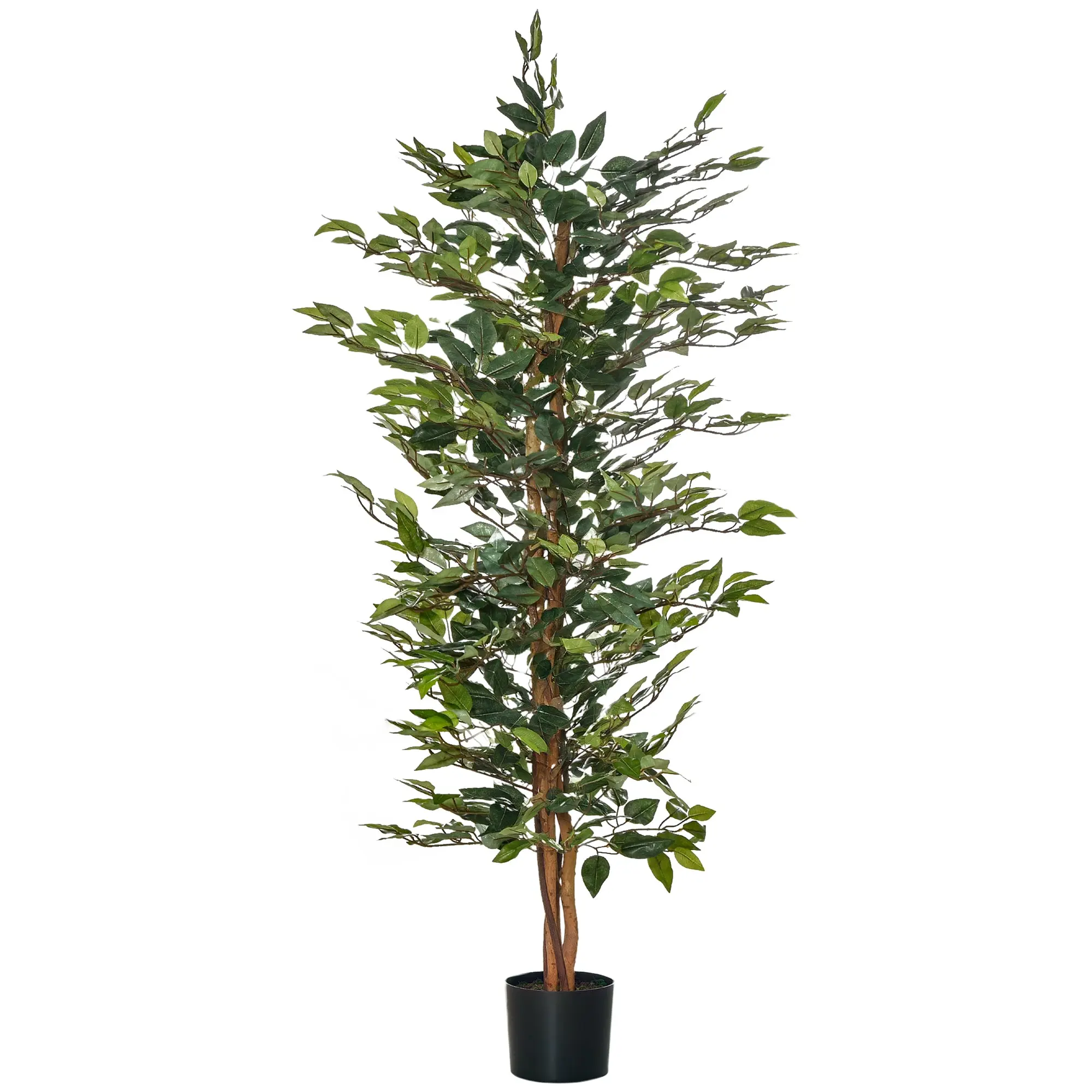 Artificial Ficus Tree with Trunks 150 cm Fake Plant with Pots and 1008 Realistic Leaves for Home Decoration Living Room Bedroom ?17x150 cm Green